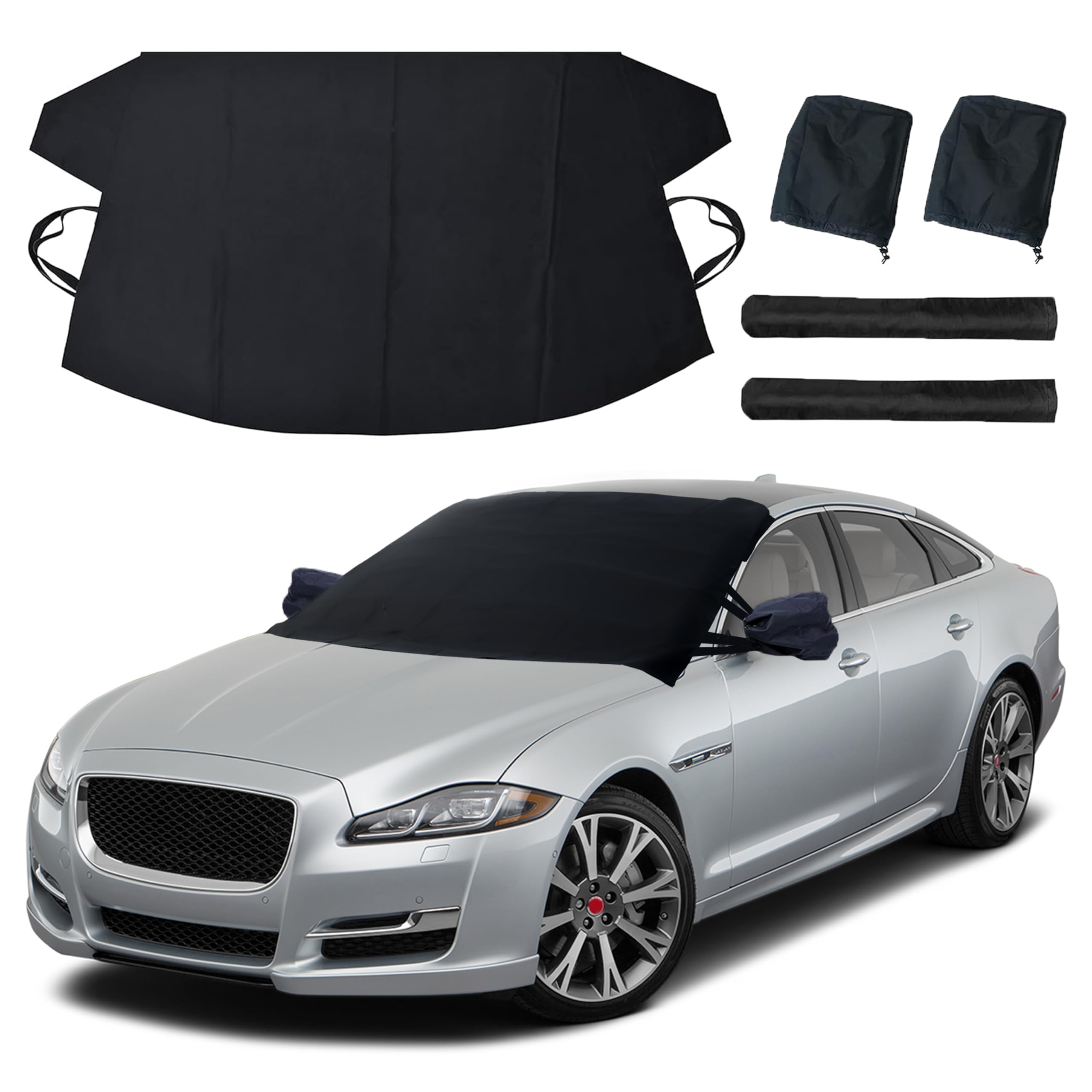 EcoNour Windshield Cover for Ice and Snow | Windshield Snow Cover with Side Mirror Cover &amp; Wiper Protection | Oxford Fabric Winter Cover for Cars, SUVs, Trucks | Medium (69"x42")