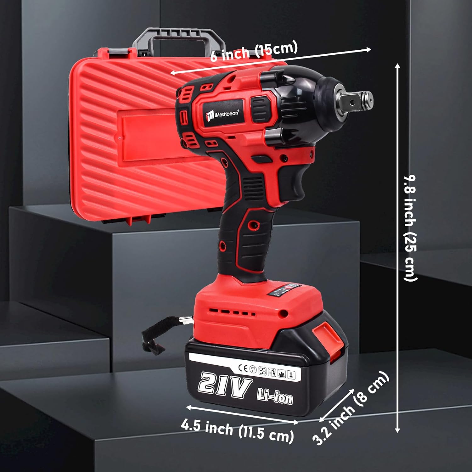 21V Cordless High Torque Impact Wrench 1/2 inch,Brushless Motor Max Torque 550N.M,Cordless Electric Impact Wrench with 1X 4.0Ah Li-ion Battery,Multiple Accessories,Belt Clip and Tool Case