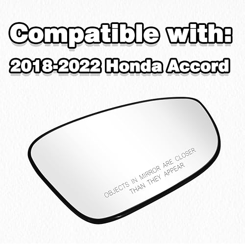 Miniatura 2 de Vidrio calefactado eléctrico de visión trasera del lado del pasajero compatible con Honda Accord 2018-2022 Reemplazo 76253-TVA-A21 (derecha)