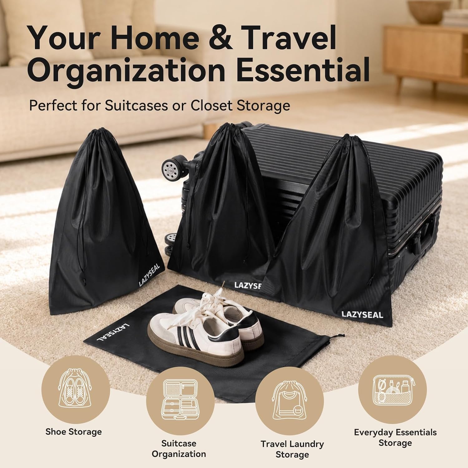 10 Pack Large Travel Shoe Bags, 18'' x 13.4''