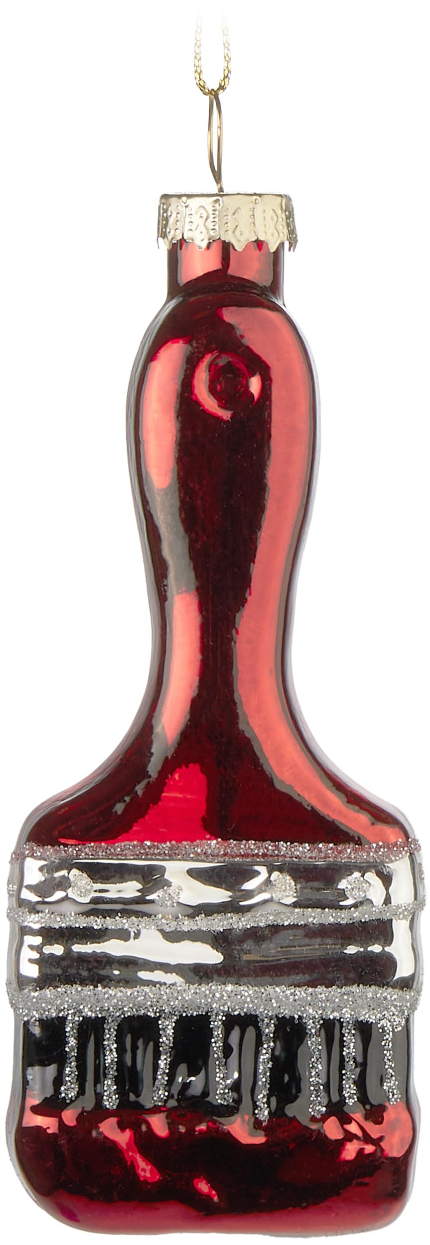 BRUBAKER Paintbrush Red - Handpainted Glass Christmas Bauble - 4.3 inches Tree Bauble Painter's Brush - Christmas Decoration for Painters and Decorators - Mouthblown Tree Decoration