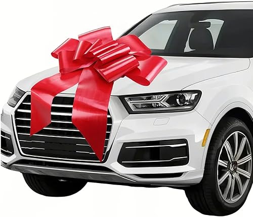 Miniatura 7 de Lazos de regalo (18 pulgadas, rojo) para decoración de automóvil, boda, celebración de fiesta de casas nuevas, decoración de Navidad. Arco redondo,