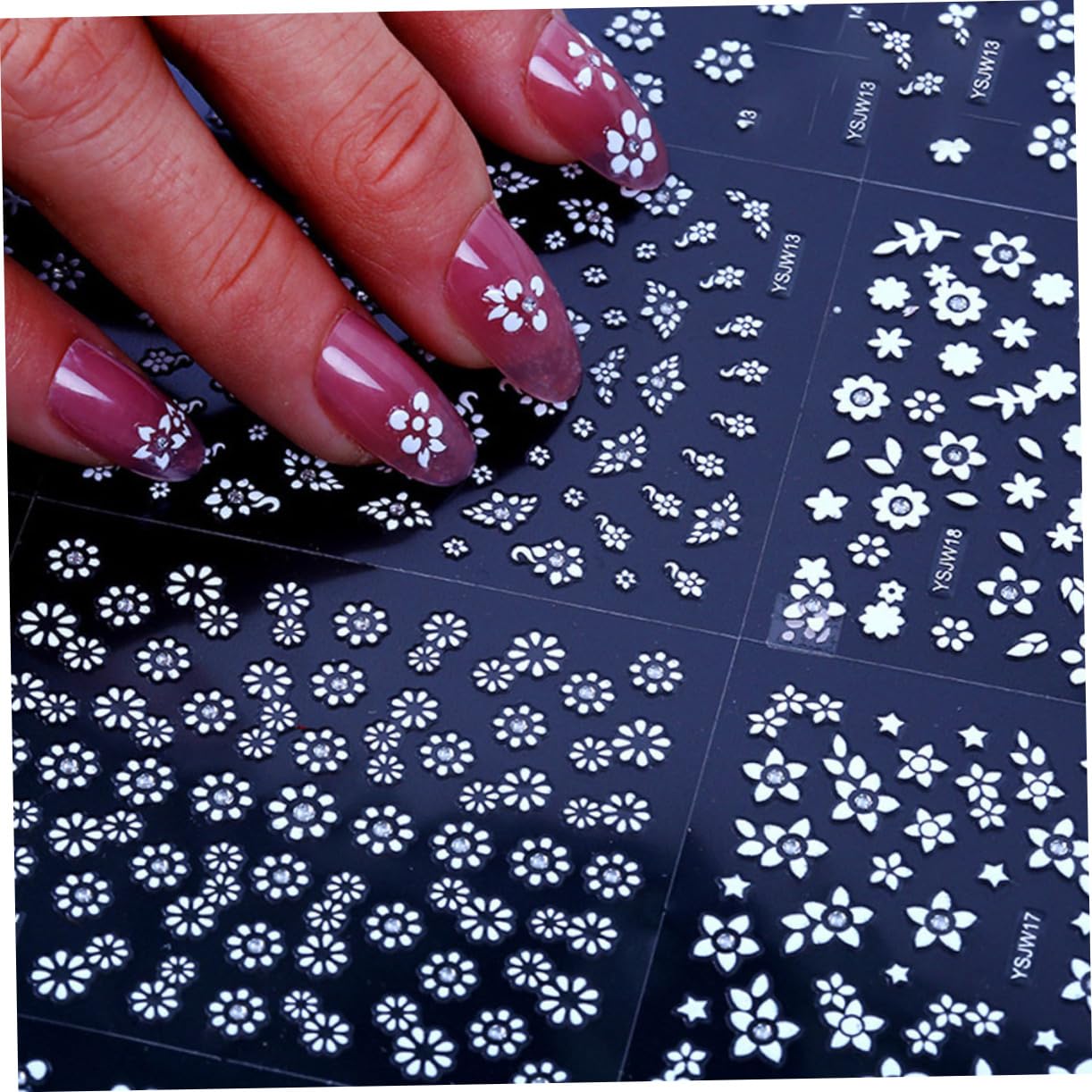 VALICLUD 5 Set Adesivi Per Unghie Fiori Giapponesi Nail Art Stickers Per Decorazioni Manicure Facili E Pratiche 30 Fogli*5