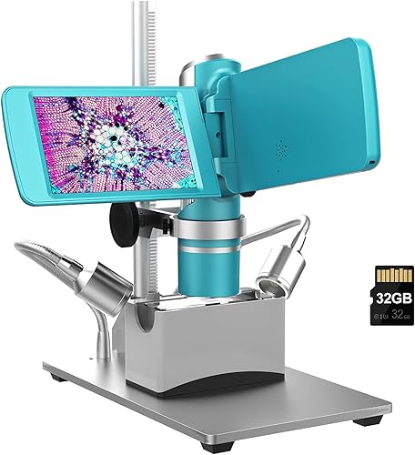 Andonstar AD203H 80-200X USB 1080P Microscopio digital con tarjeta SD de 32 GB Microscopio electrónico de bolsillo para niños y adultos Observar