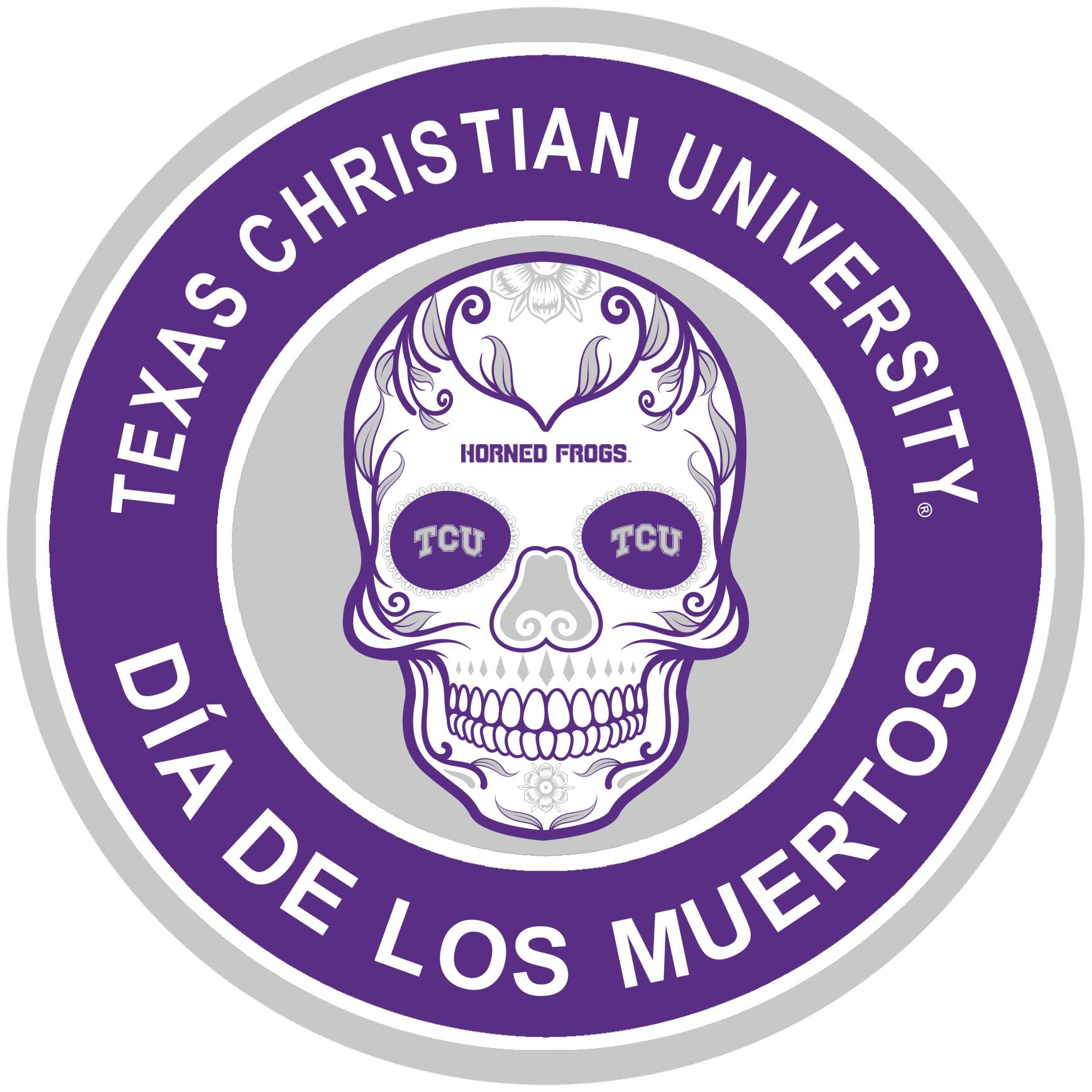 Fan Creations Texas Christian 16in Round Sugar Skull Home Decor Sign