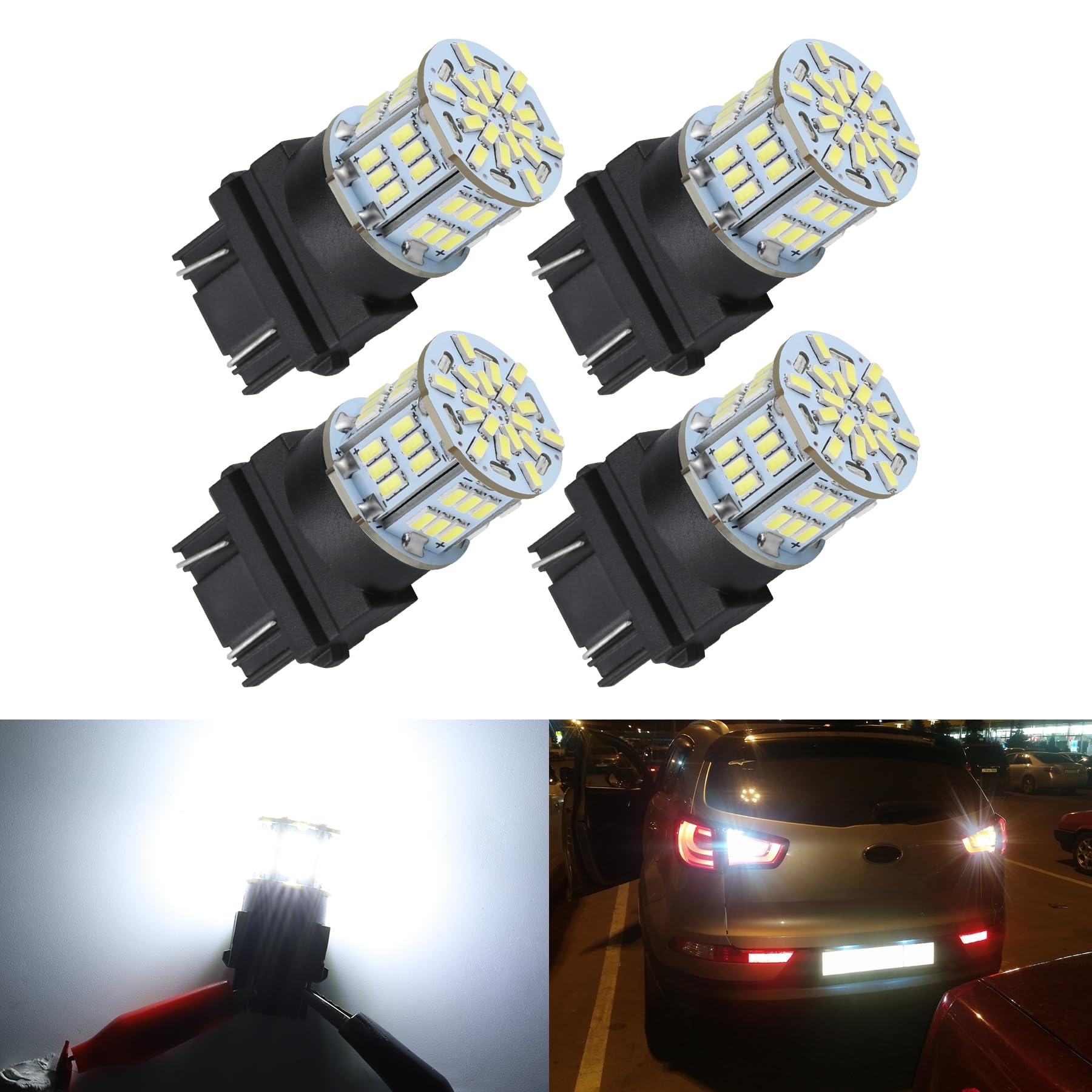 Photo 1 of ***ONLY TWO PCS***
iFunyLED 3157 LED Bulb Back Up Reverse Light 12V-24V Super Bright 3156 3056 3057 3047 4157 LED Replacement Light Kit Set for Car Back Up Reverse Tail Brake Turn Signal Lights - Xenon White