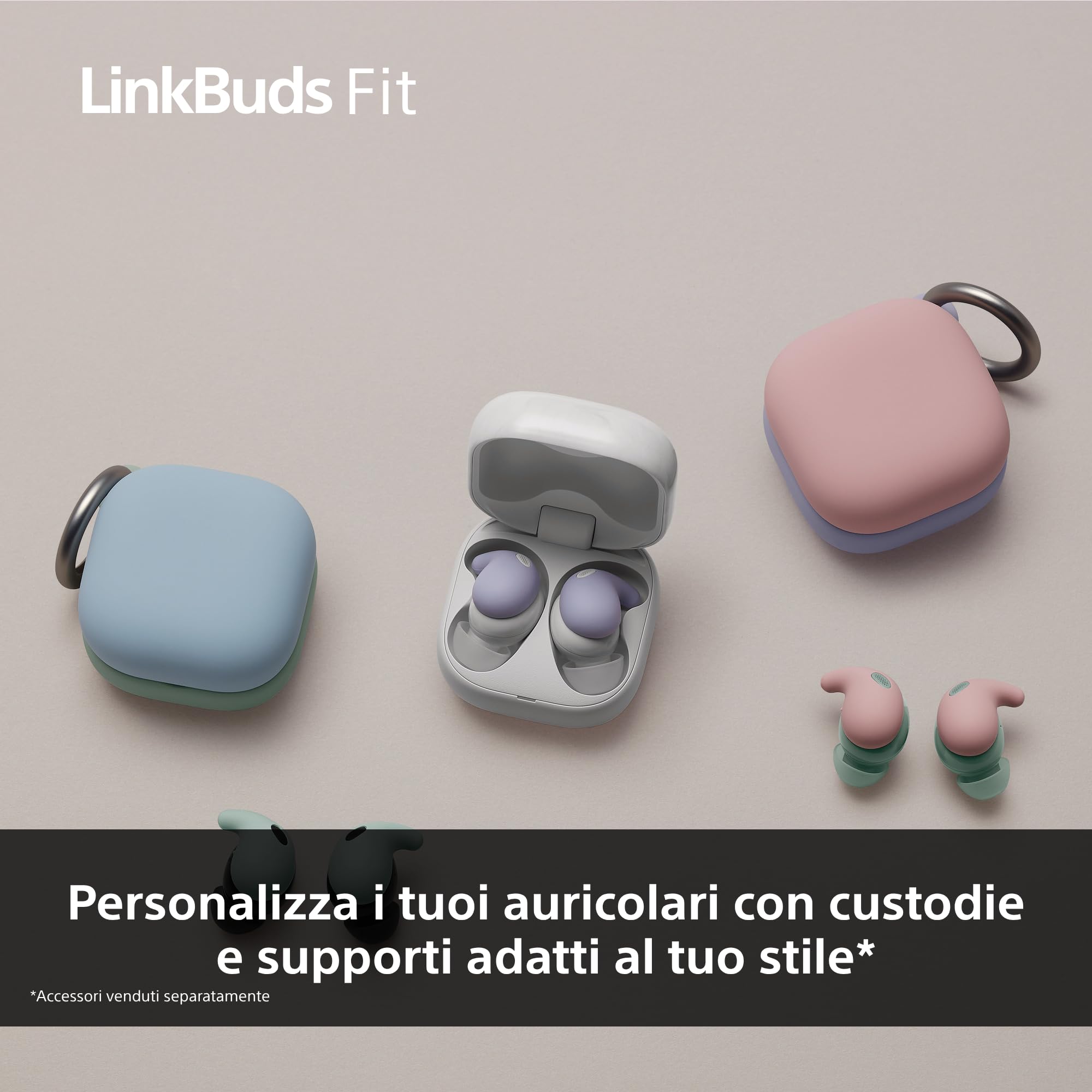 Sony LinkBuds Fit - Cuffie True Wireless Bluetooth con Noise Cancelling - Comfort a lungo, IPX4, High-Res Audio, modalità Ambient Sound, batteria fino a 21 ore, Multipoint, iOS e Android - White