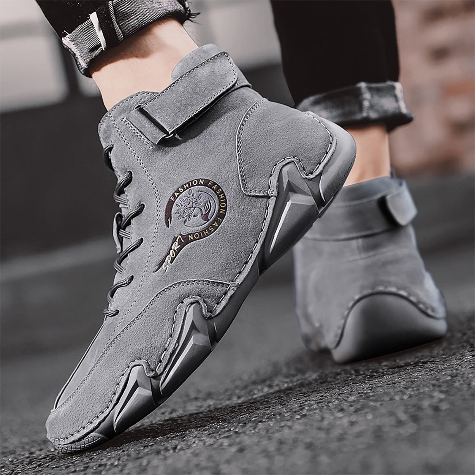 WWricotta Nuevos Zapatos de Cuero para Hombre de Primavera y otoño, Botas Altas Coreanas, Zapatos Zapatillas De Vestir De Hombre Blancas Calzado Deportivo Impermeable