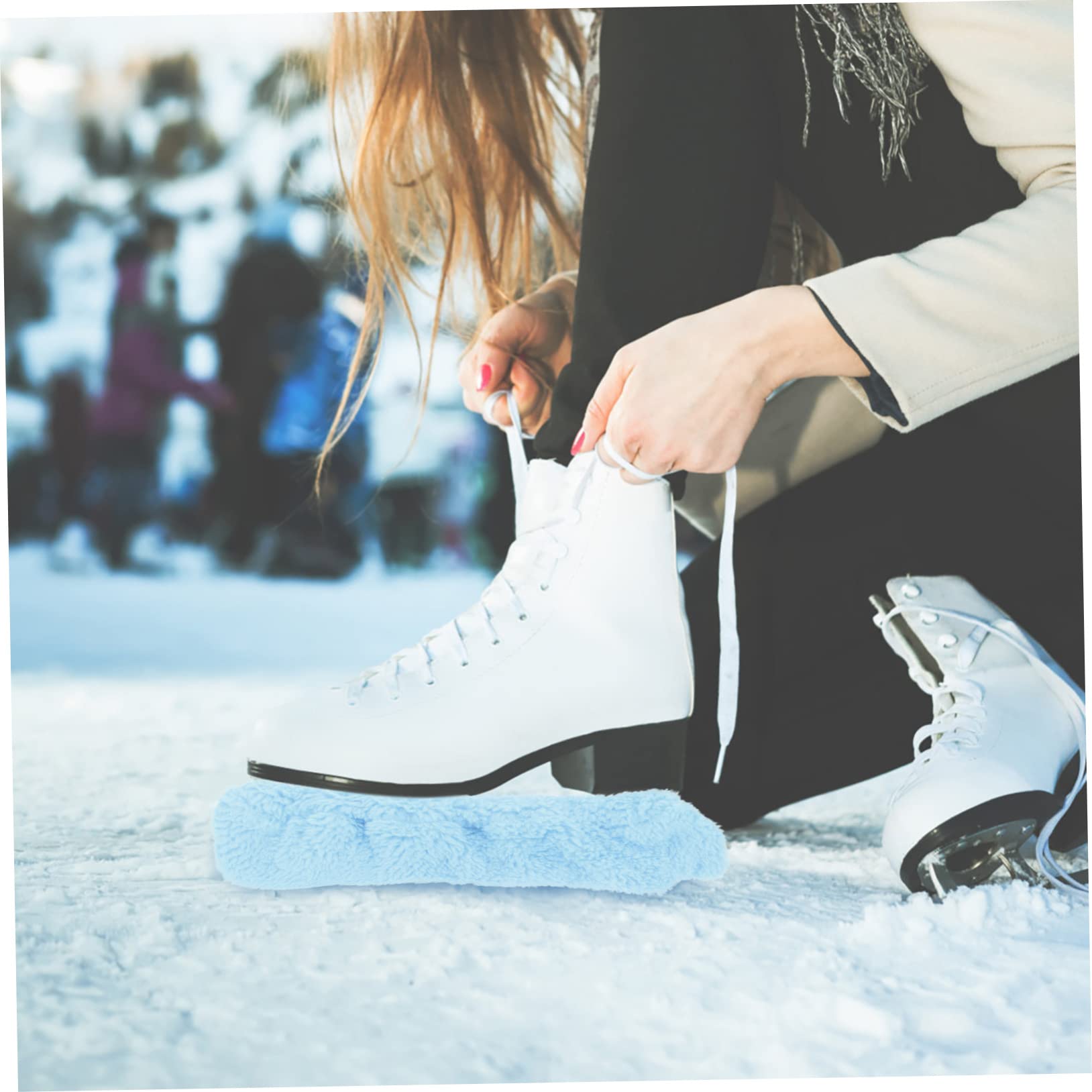 Amosfun 2 Paar Skate-Set Kinder Schlittschuhe Eishockey Schlittschuhe Saugfähige Handtücher Rollenabdeckung Eisklingenabdeckungen Figur Eiswächter Elastische Kufenhüllen Für Schlittschuhe