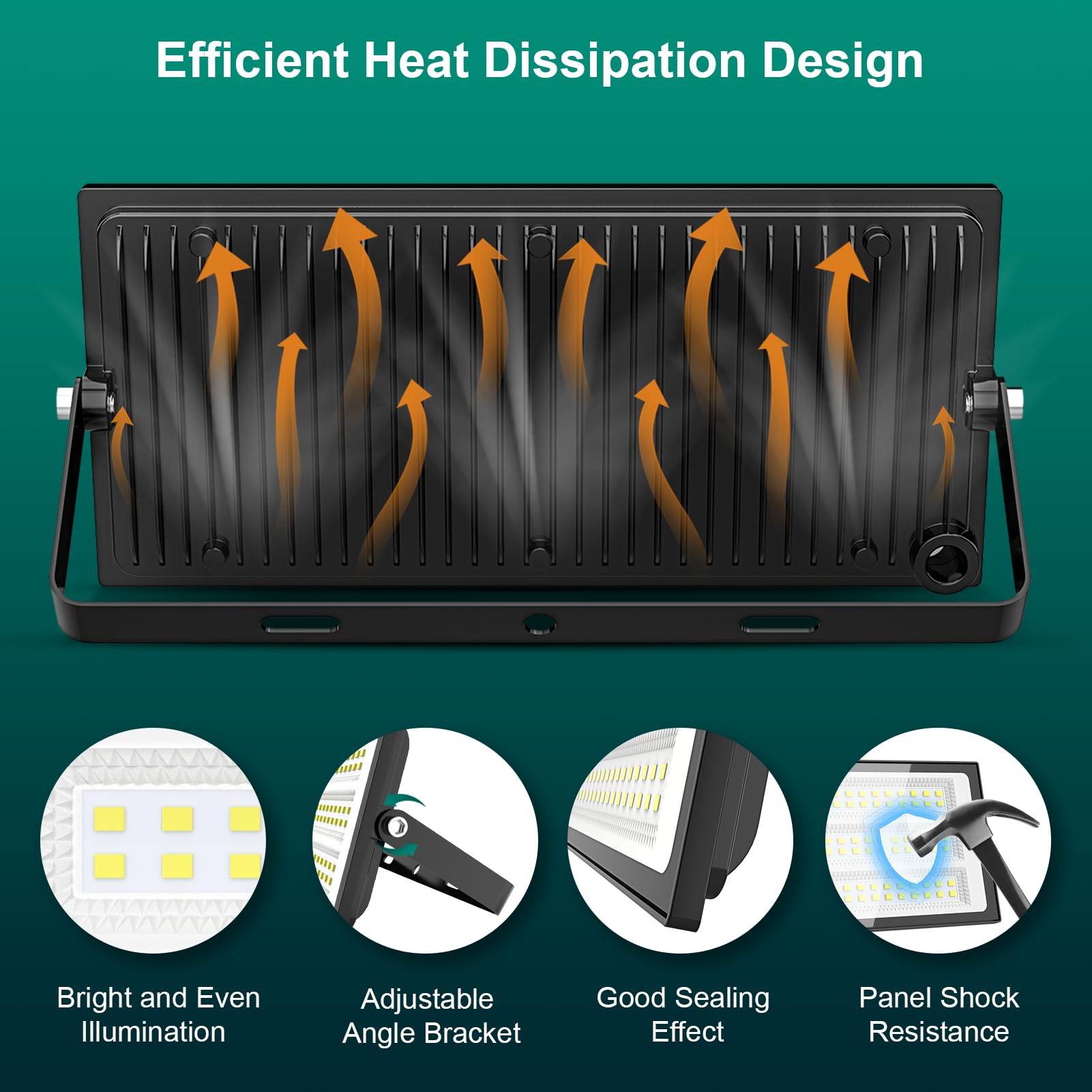 Faro Proiettore Led 100W Nero Da Esterno IP65 Luce Regolabile 120LM/W