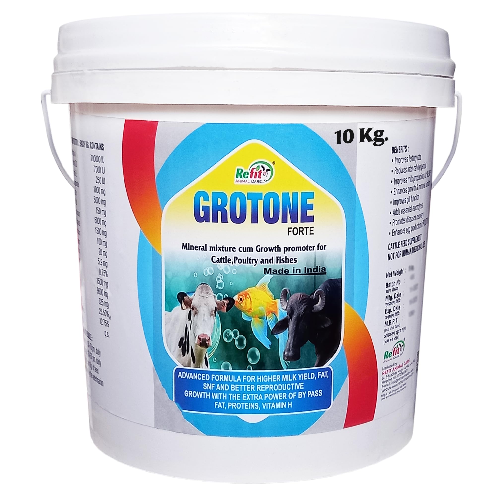 REFIT ANIMAL CARE Mineral Mixture for Cow, Cattle, Poultry & Fish, 10 Kg, Grotone Forte (B09L8FR1PR) Amazon Price History, Amazon Price Tracker