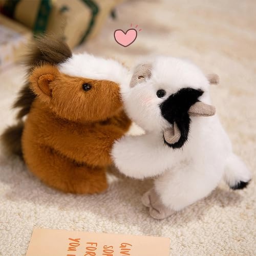 Miniatura 6 de PEACH CAT Animal de peluche de caballo de 7.8 pulgadas, lindos peluches pequeños, regalos para niños, color marrón
