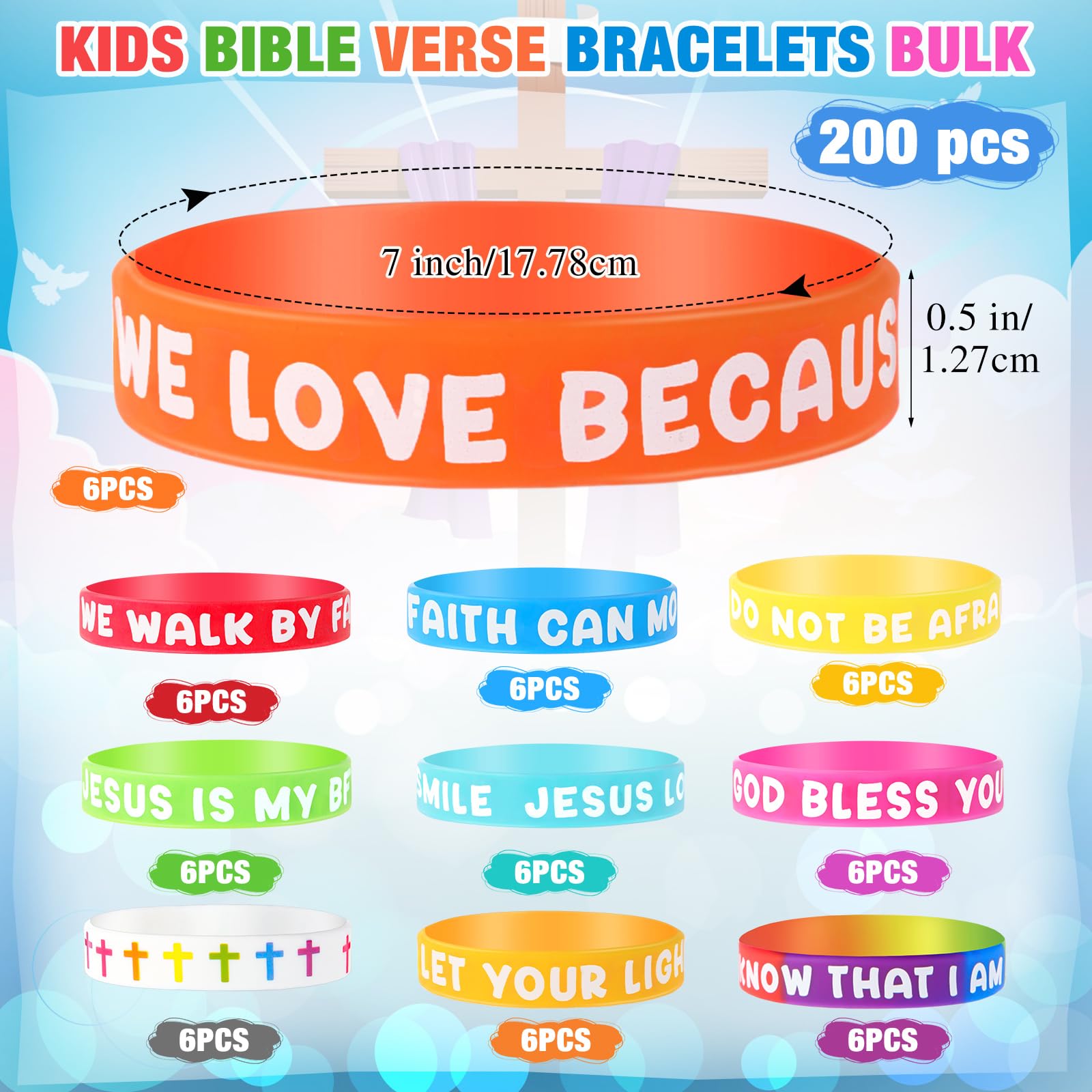Cunno 200 Pcs Bible Verse Bracelets Christian Bracelets Bulk Religious Rubber Bracelets Scripture Bracelets Jesus Inspirational Silicone Wristbands with Motivational Sayings for Adults Gifts