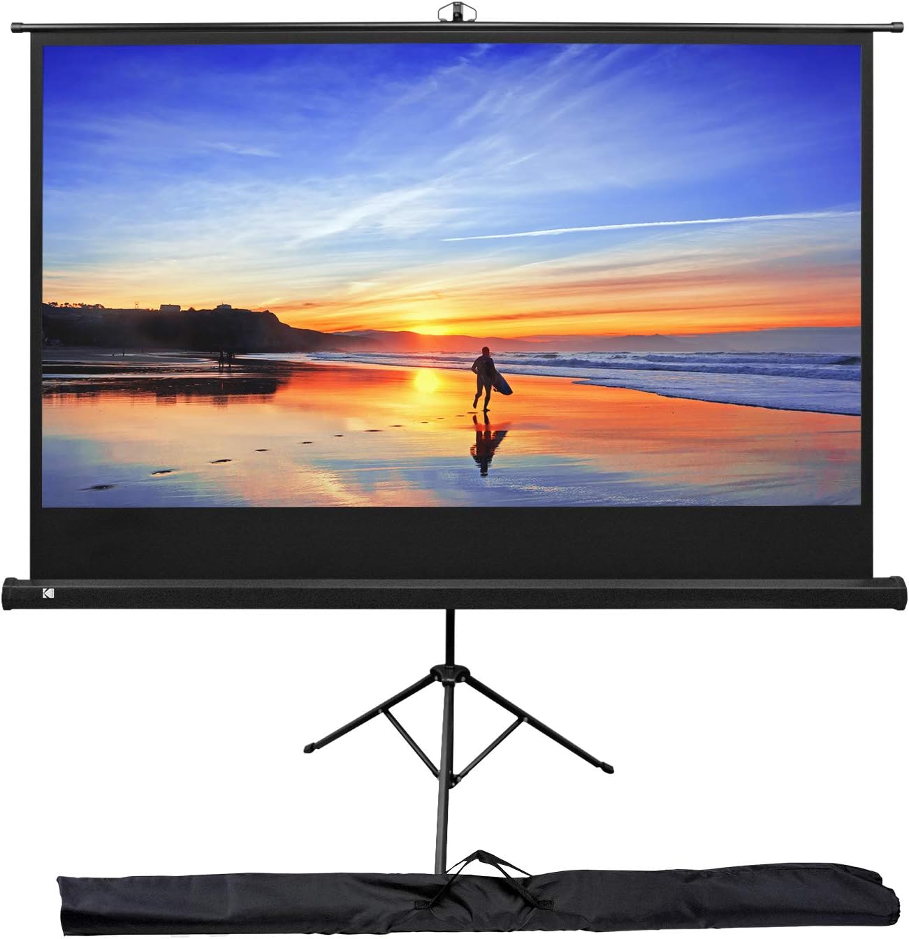 Kodak 80” Projection Movie Screen Premium Portable Lightweight White 16:9 HD 4K Projector Screen, Adjustable Tripod Stand & Storage Carry Bag | Easy Assembly for Home, Office, School & Church