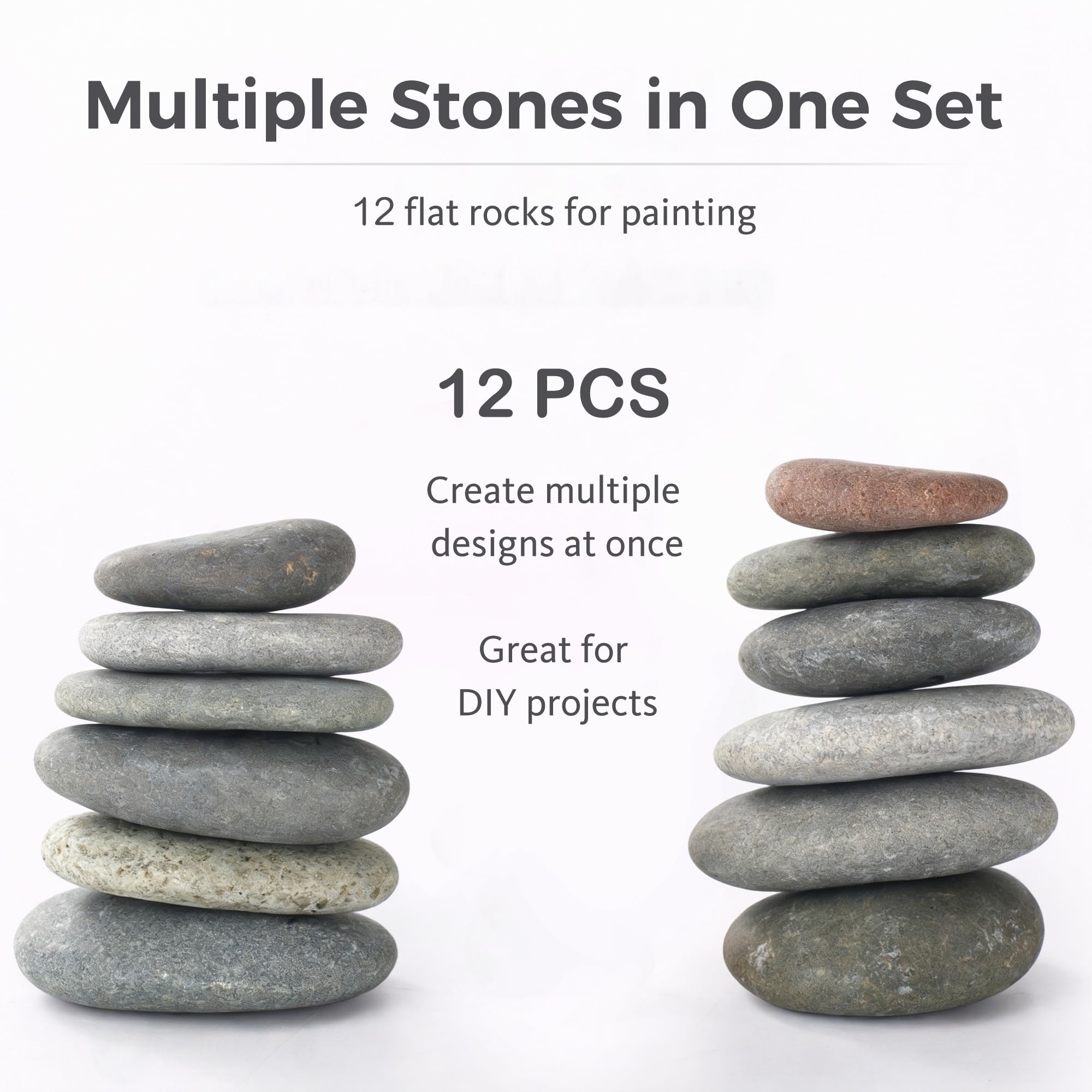 ROCART 12 szt. Bardzo Duże Gładkie Naturalne Kamienie Rzeczne do Malowania 10,5–13,5 cm, Płaskie Kamienie do Malowania i Rękodzieła, do Projektów Artystycznych, DIY i Pracowni Kreatywnych