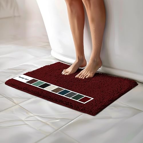 Miniatura 37 de Muddy Mat Alfombras de baño de felpilla de secado rápido, antideslizantes, lavables, extragruesas, suaves y altamente absorbentes, para baño, cocina