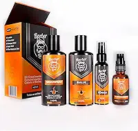Kit Barba Completo Balm, Tônico Crescimento, Shampoo e Óleo Perfumado