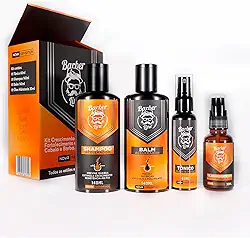 Kit Barba Completo Balm, Tônico Crescimento, Shampoo e Óleo Perfumado