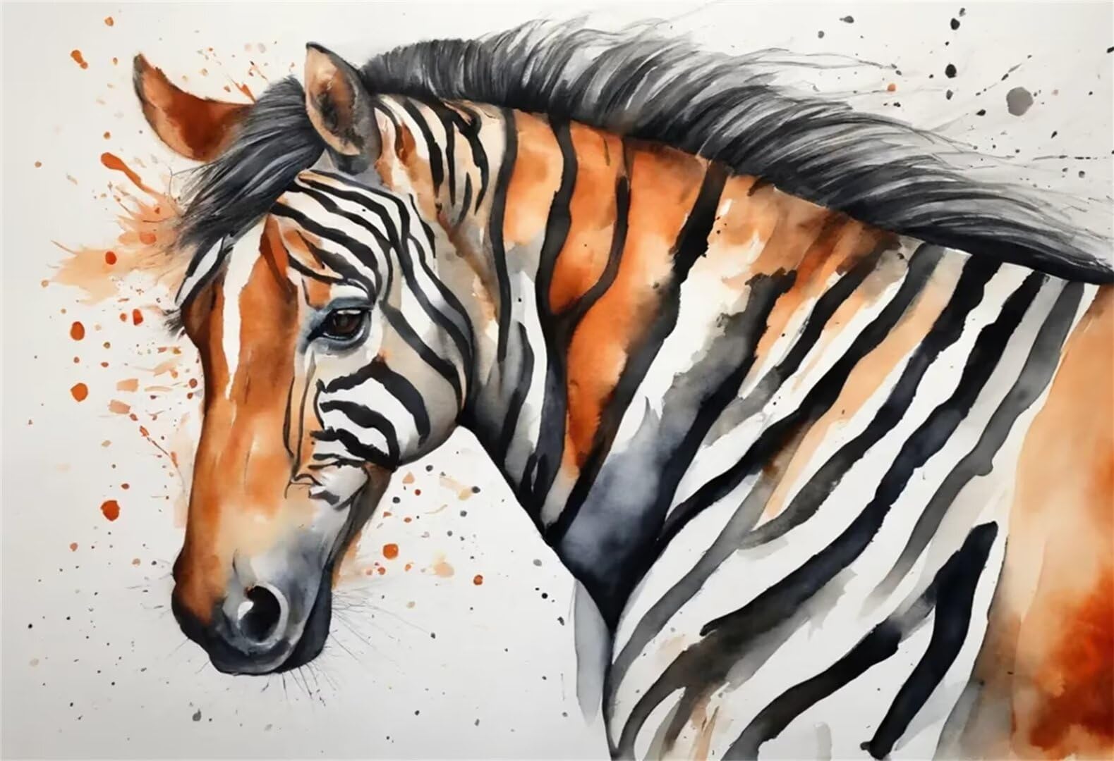 Peinture diamant zèbre aquarelle 5D grand format 80x115cm