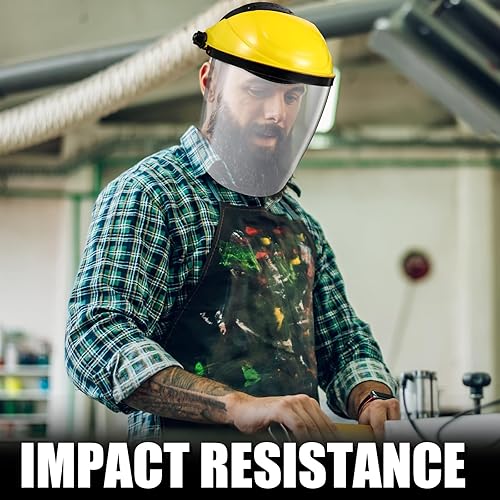 Miniatura 6 de Paquete de 4 protectores faciales de seguridad para moler y cortar, máscara facial resistente a los impactos para trabajo química y carpintería