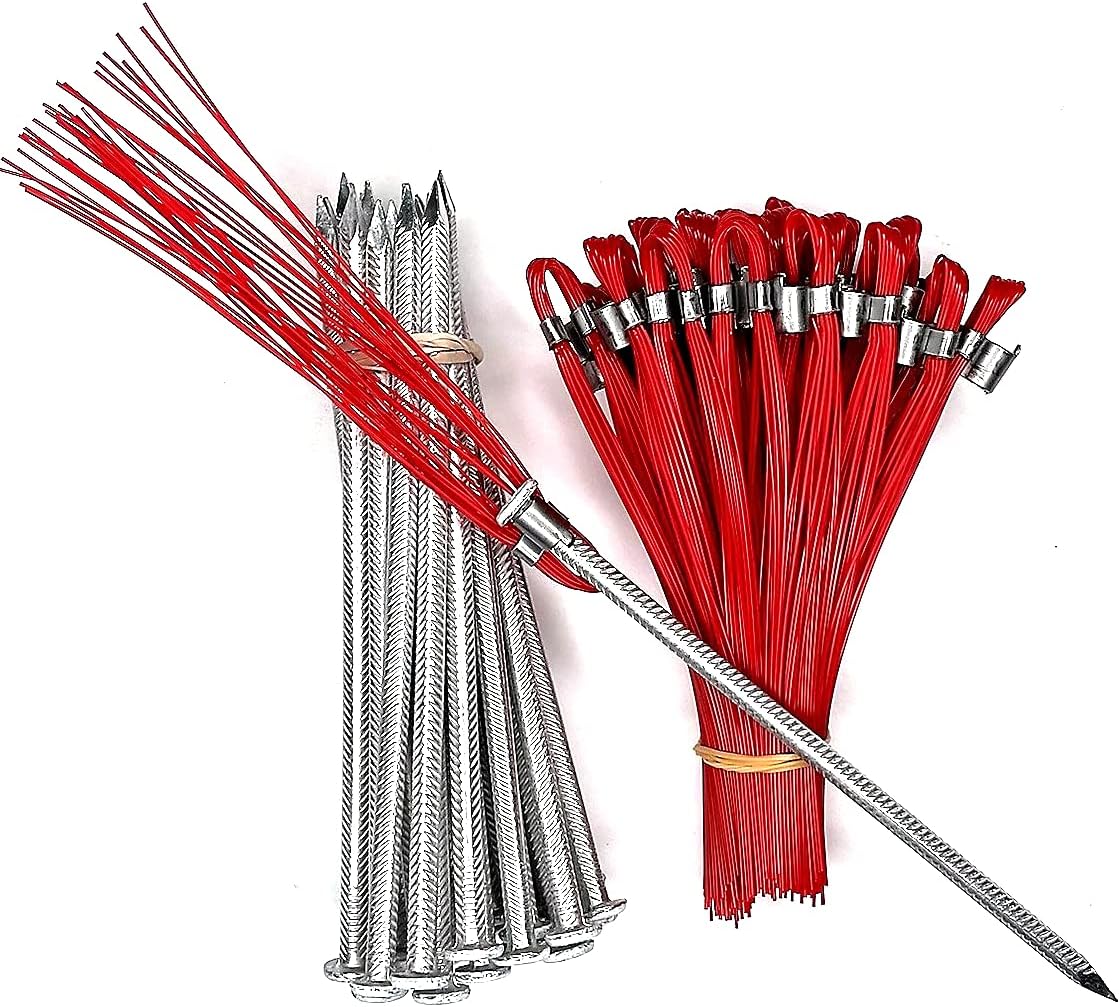 Trail Chasers Ground Markers Pkg of 25 Red 6 Inch Marking Whiskers with Lightweight Non-Rust Aluminum Stakes