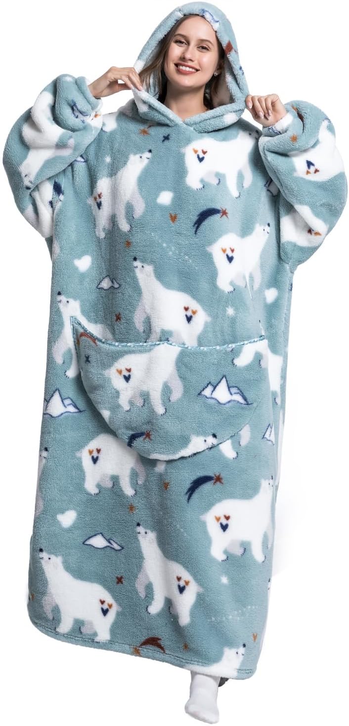 Oversized Wearable Blanket Hoodie for Adults - Extra Long Womens Blanket Sweatshirt