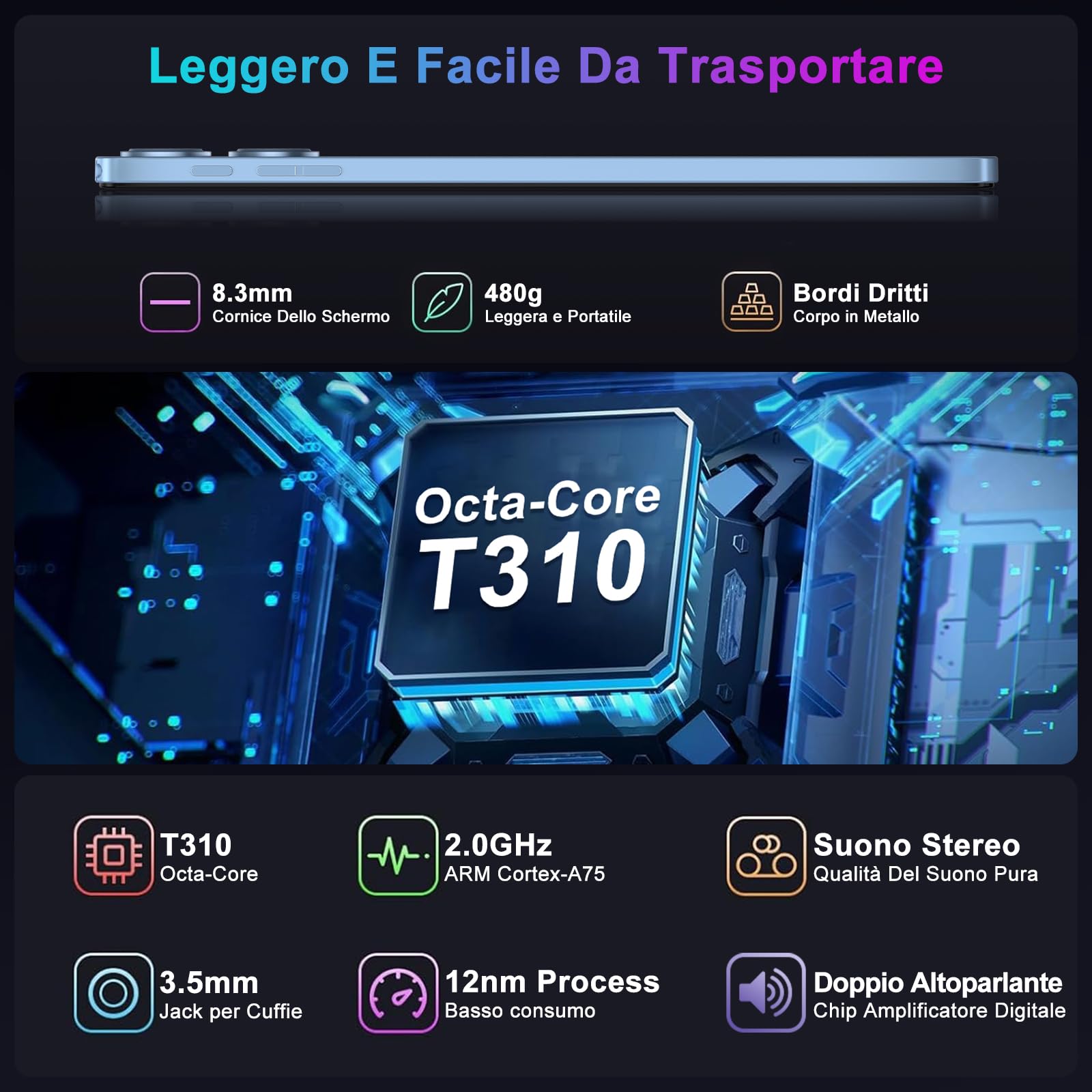 Tablet 10 Pollici Android 15 Con 5G WiFi Octa-Core 2.0GHz, Gemini AI tablet, 30GB RAM+128GB ROM,8000mAh, WIFI 5G/ GPS/ BT5.0/ OTG, Face ID, Widevine L1, 2026 ultimo Tablets con Tastiera e Mouse - Blu