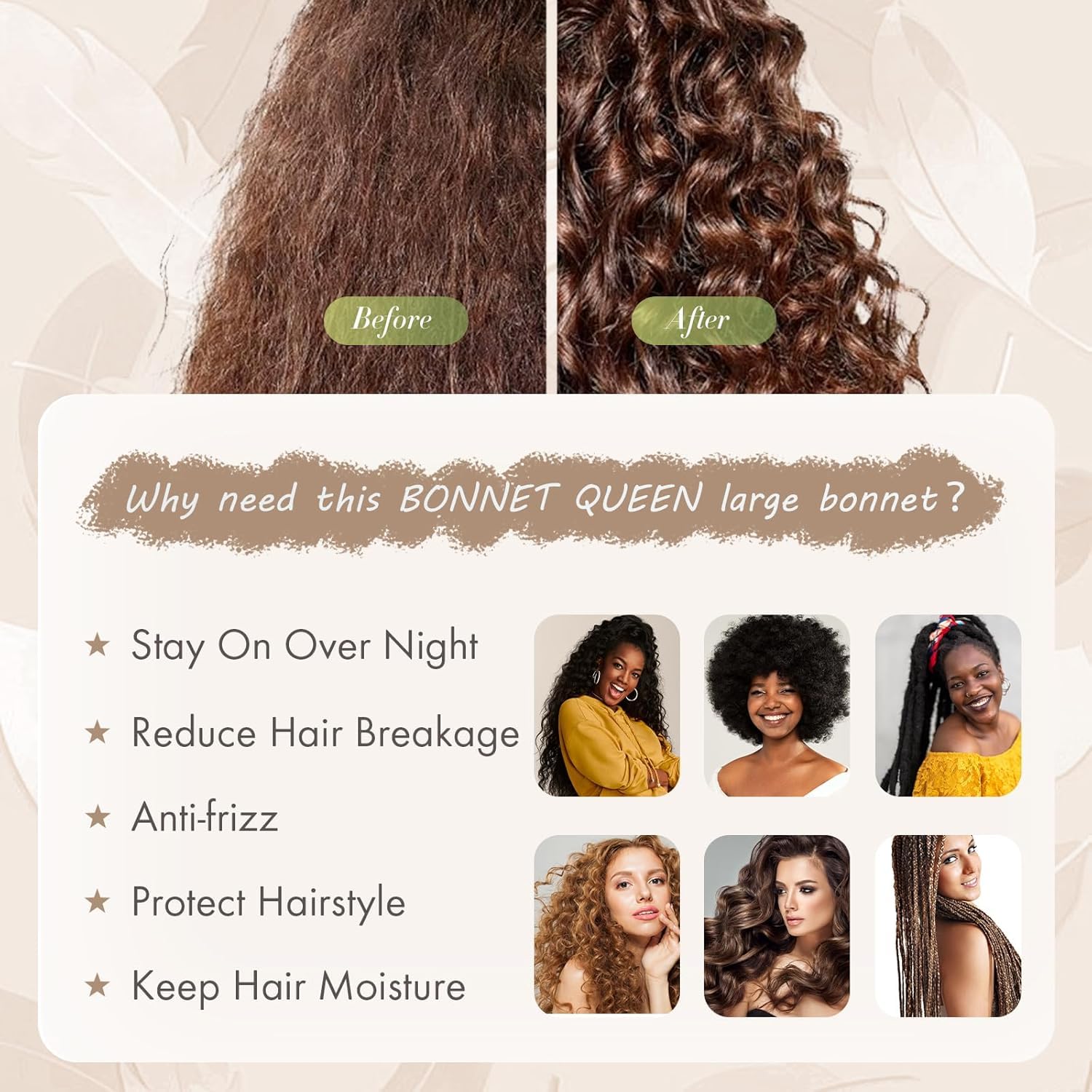 Candibella Silk Bonnet for Hair with 3 Scrunchies, Adjustable Silk Hair Cap for Sleeping, Satin Bonnet for Curly Hair with Wide Elastic Tie Band - Image 5 thumbnail