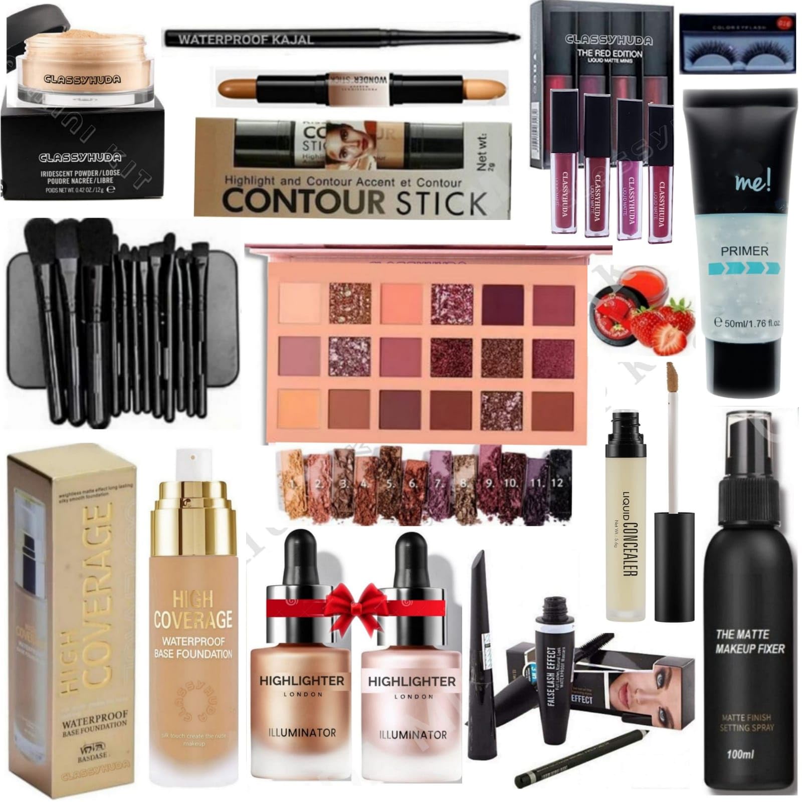 Classyhuda Classy Huda Professional Hd Waterproof Makeup Kit Combo Set All Makeup Products (Pack Of 17)
