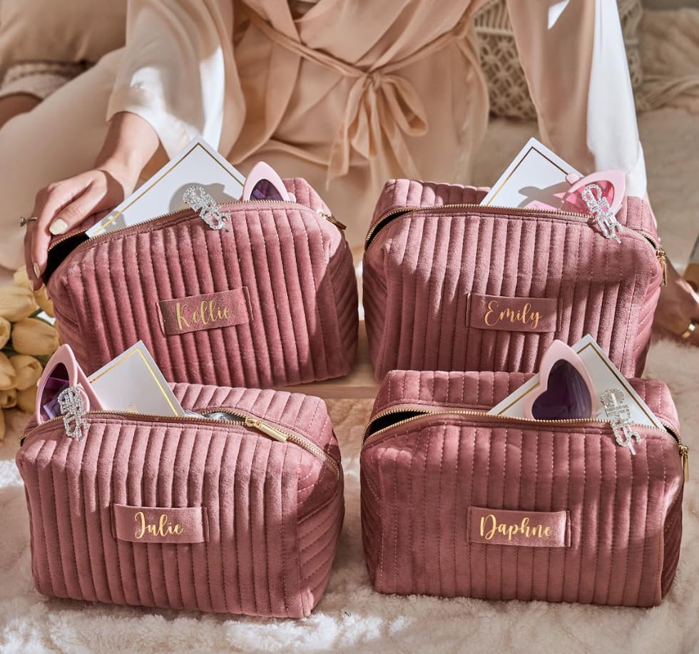 Name Designed Makeup Cosmetic Bags Big for Travel Women,Organizer Case Signature Customizable,Personalized Wide-open Pouch Purse for Essentials Toiletries Accessories Brushes with Zipper,Custom Gift