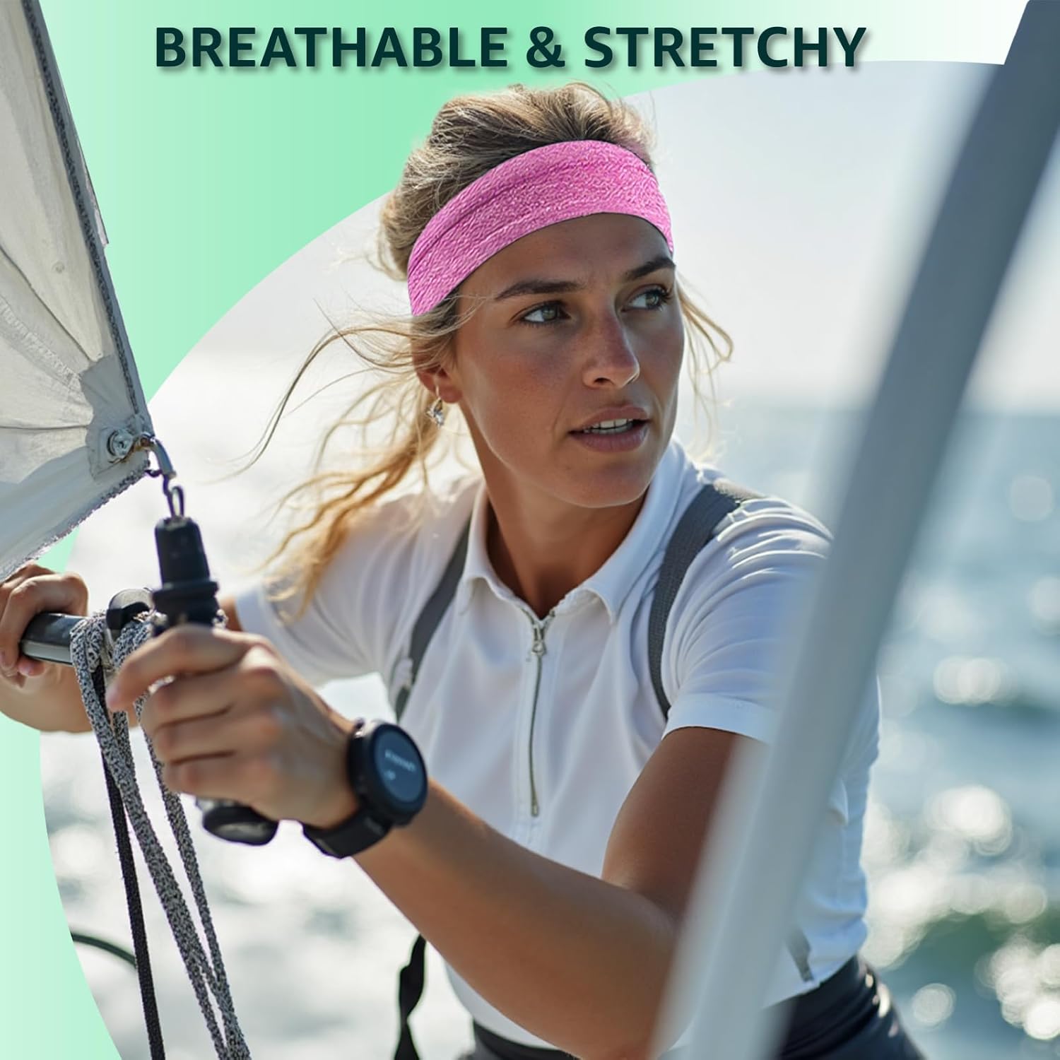 Athletic Sweat Bands Headbands for Women, 6 Pack Moisture Wicking Sweatbands Non-Slip Elastic Sports Hair Bands for Running, Workout, Yoga, Basketball, Tennis, Exercise - Image 7