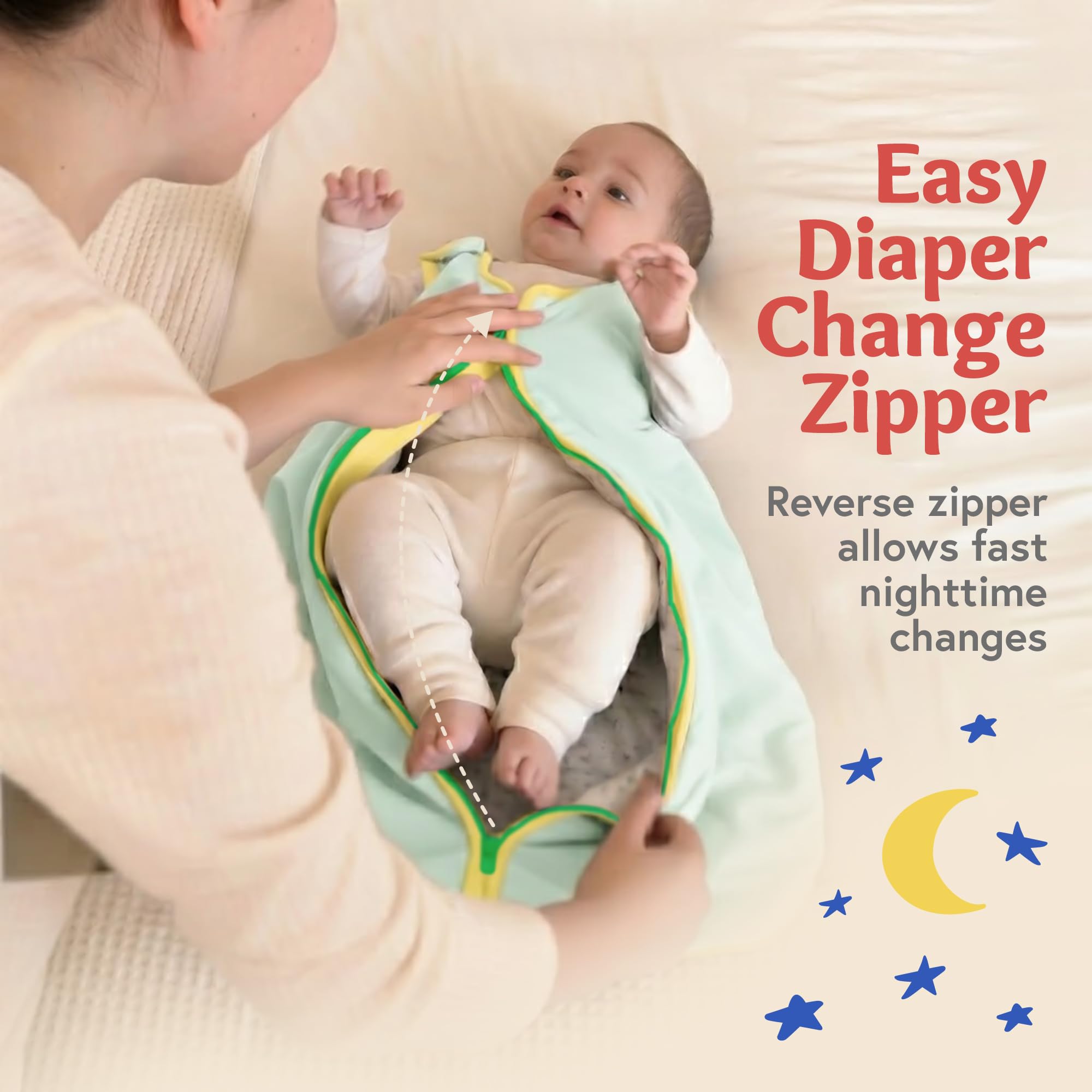Nido de bebé Deedee Sleep Lite bebé Saco de dormir gris Heather Gray/Teal Talla:L (18-36 Months)