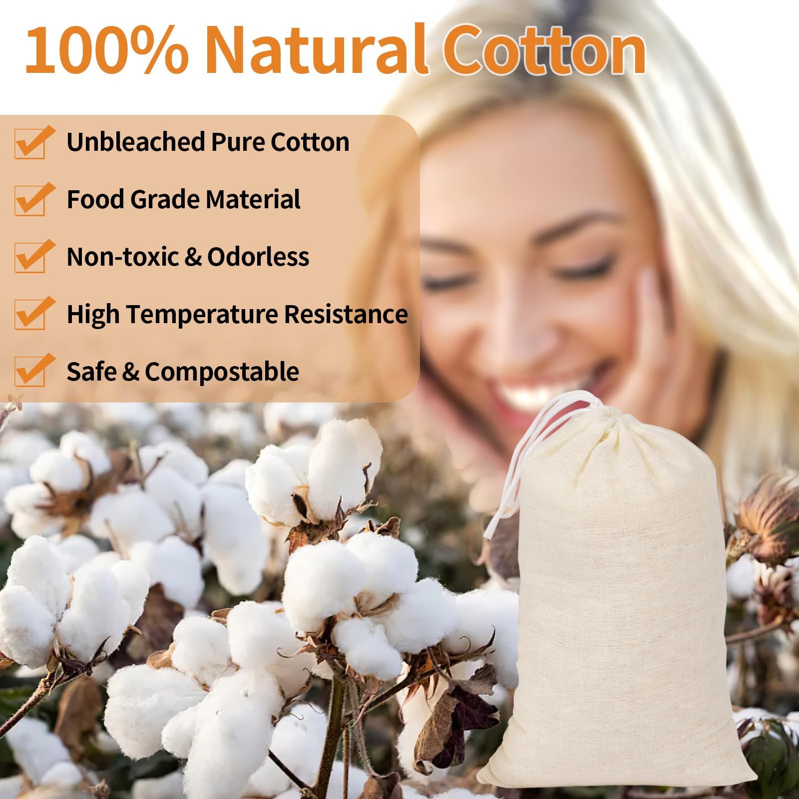 60 Pcs Empty Spice Bags for Cooking Soup, 3 X 4 In Natural Muslin Drawstring Bag, Small Cheese Cloth Cotton Bag for Straining, Reusable Tea Bags for Loose Tea, Unbleached Cheesecloth Herb Sachet Bag