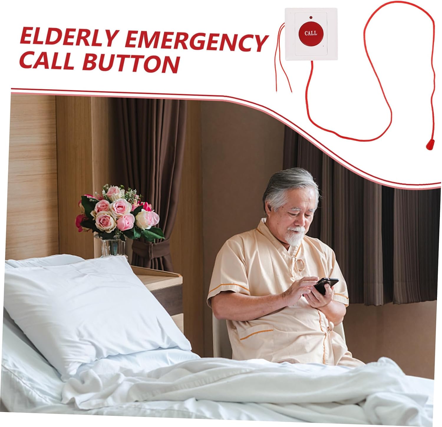 Wall Mounted Sos Alarm Button with Pull Cord for Patients