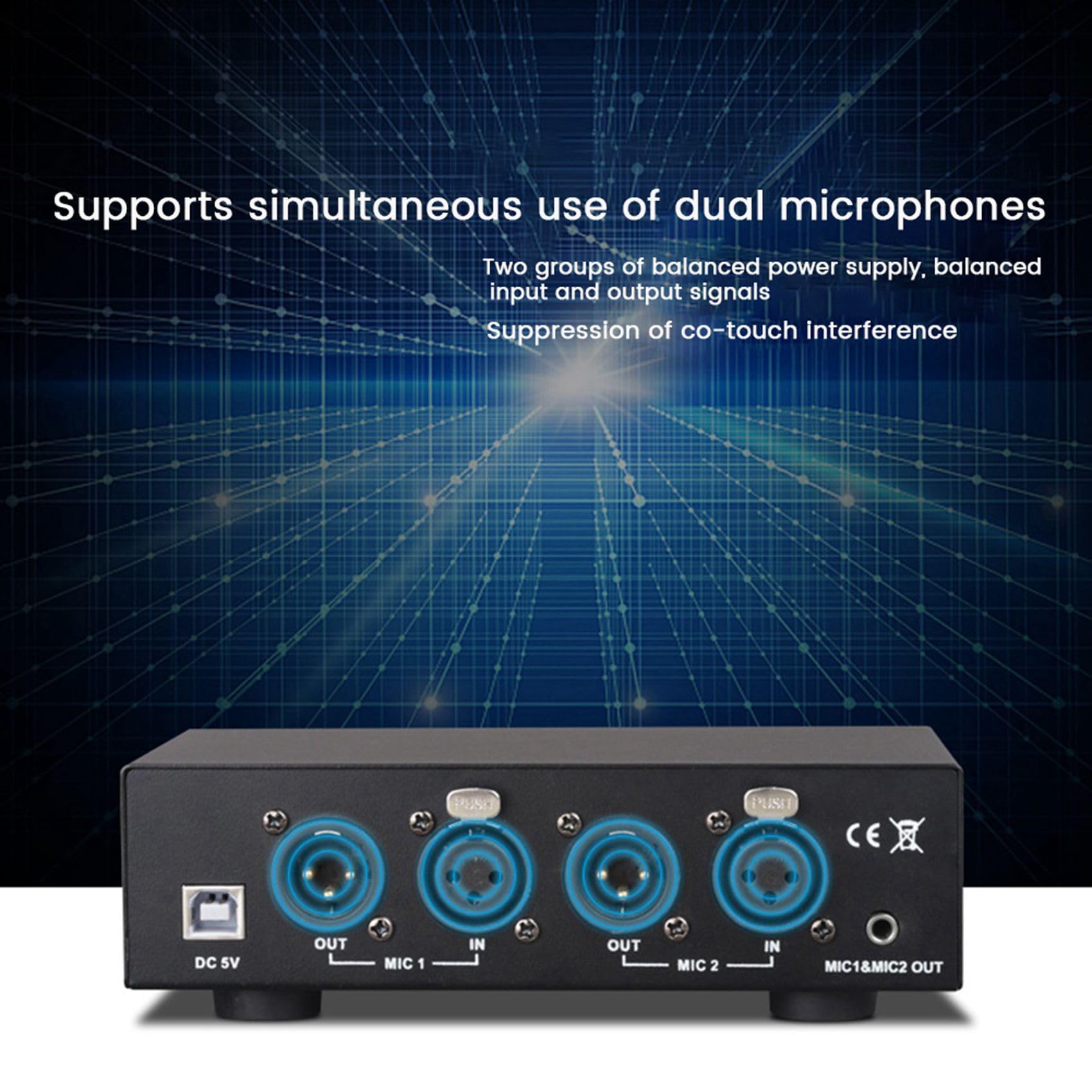 2X Alimentazione Phantom Un Doppia Uscita Mista USB 48V per Microfoni Un Condensatore Apparecchiature di Registrazione Musicale