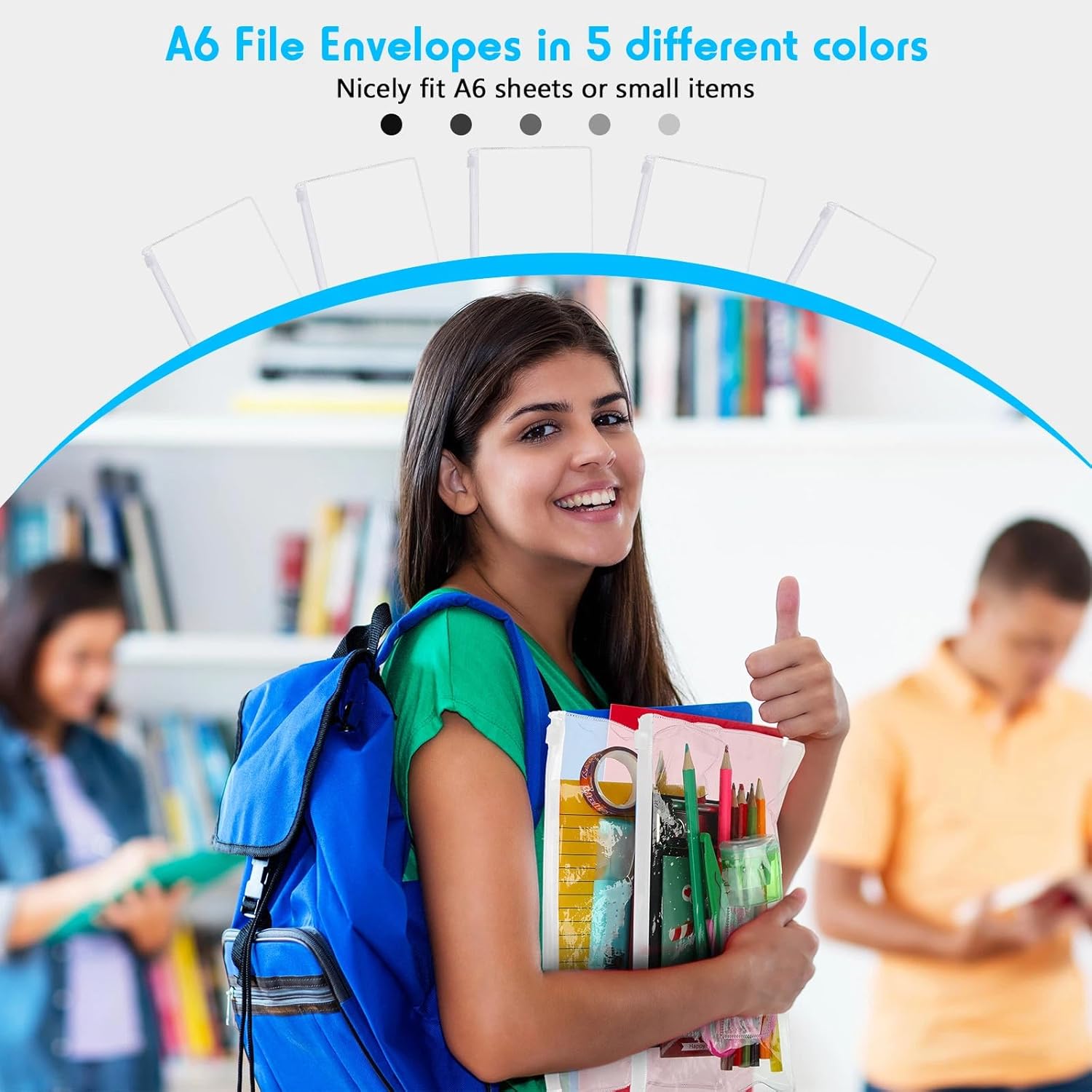 Zhehao 200 Pcs Poly Zip Envelopes Bulk, A6 Size Clear Plastic Pencil Pouch with Label Zipper, 9.2 x 4.7 Inch Reusable Bill File Bag for Cash, Money (White) - Image 3