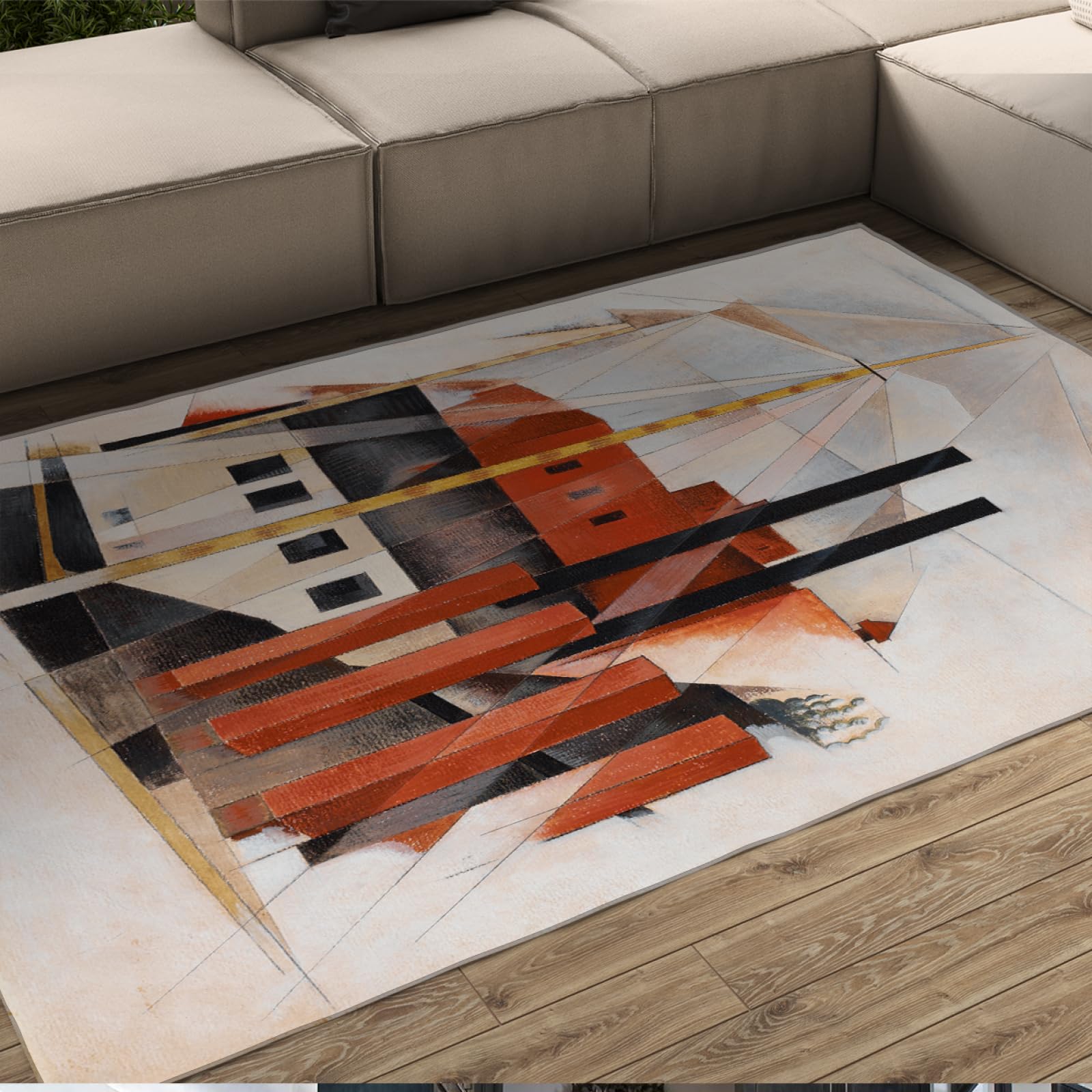 Tapis peluche abstrait Charles Demuth 90x120 anti-glisse pour chambre enfant