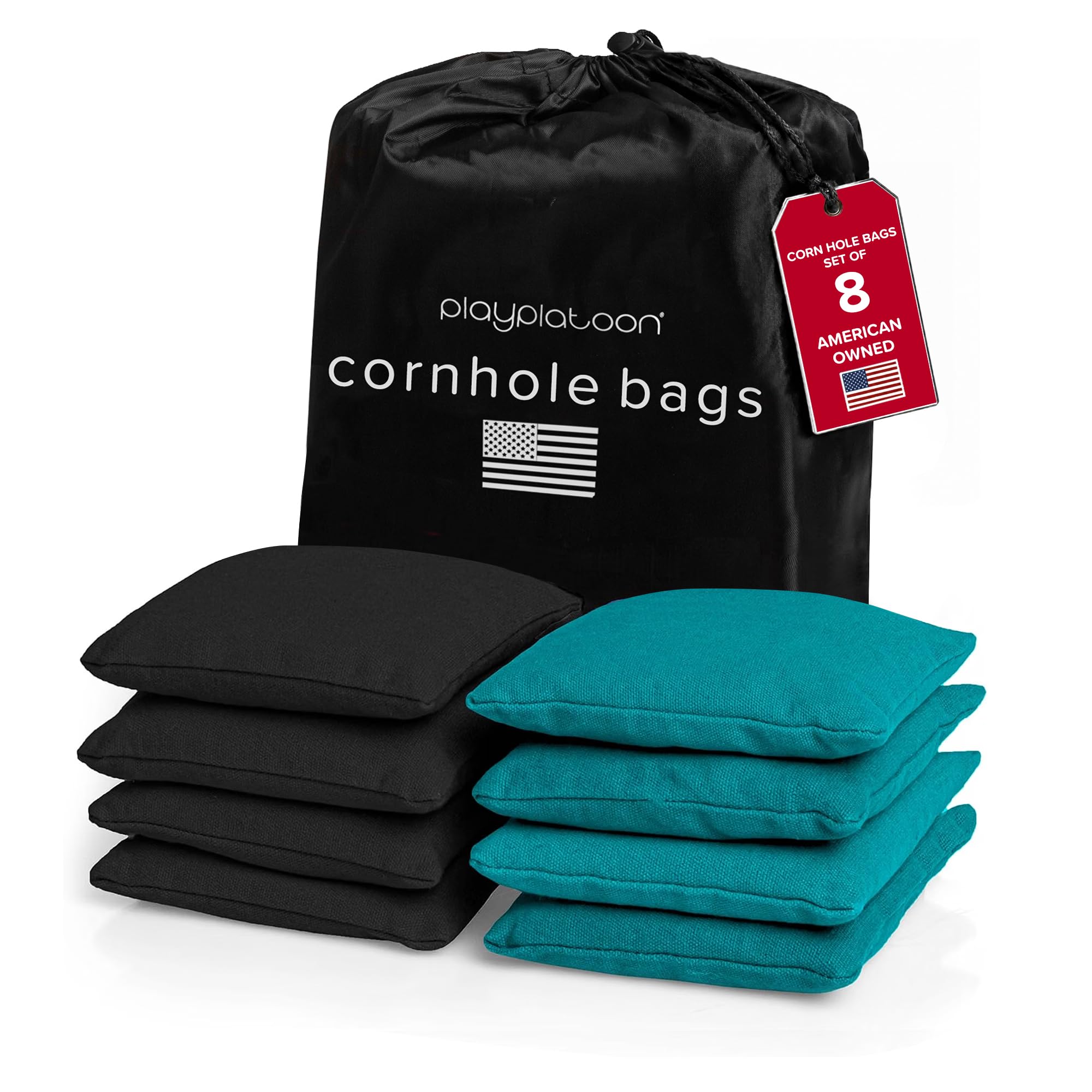 Play Platoon Cornhole Bags Set of 8 Regulation Size &amp; Weight Duck Cloth