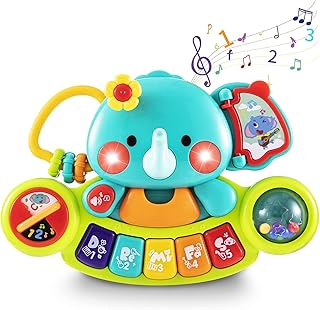Sitodier Baby Musical Toys 6+ Months,Elephant Piano Keyboard Musical Sound Baby Toys with Light,Early Activities Development Learning Newborn Toy Gift for 6 8 12 18 Months 1-2 Year Old Boys Girls