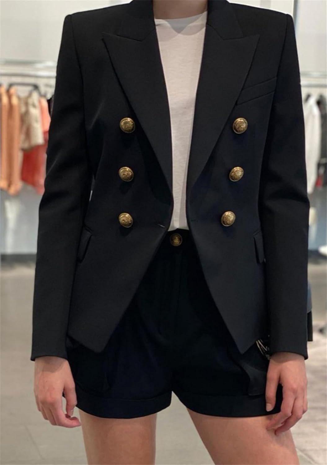 YMING Womens Double Breasted Long Sleeve Blazer Lapel Open Front Jacket Solid Color Work Office Coats with Pockets - Image 3