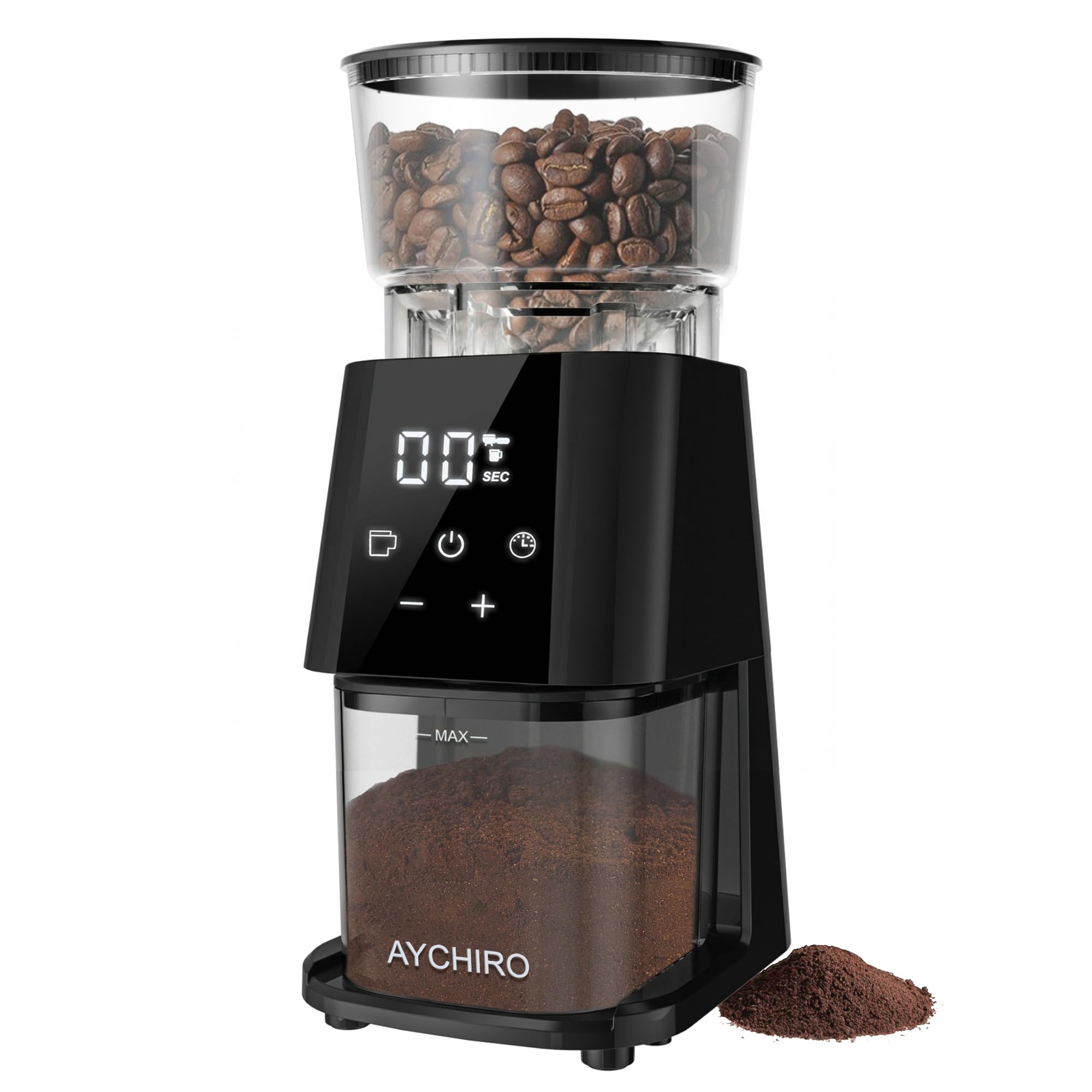 AYCHIRO Electric Burr Coffee Grinder, Conical Burr Grinder with Touch Screen, Coffee Grinder with 30 Grind Settings for Espresso, Drip Coffee & French Press, 2-