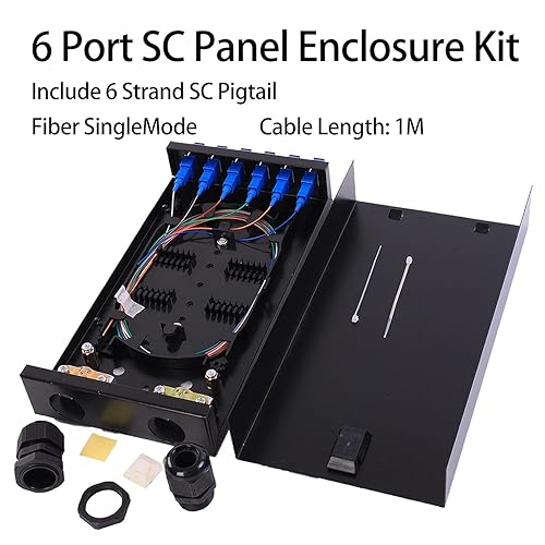 Miniatura 2 de Caja SC SM 6 puertos+Cables Montaje en pared Caja de fibra con módulo de empalme y cargado 6 puertos SC-UPC monomodo LGX Panel