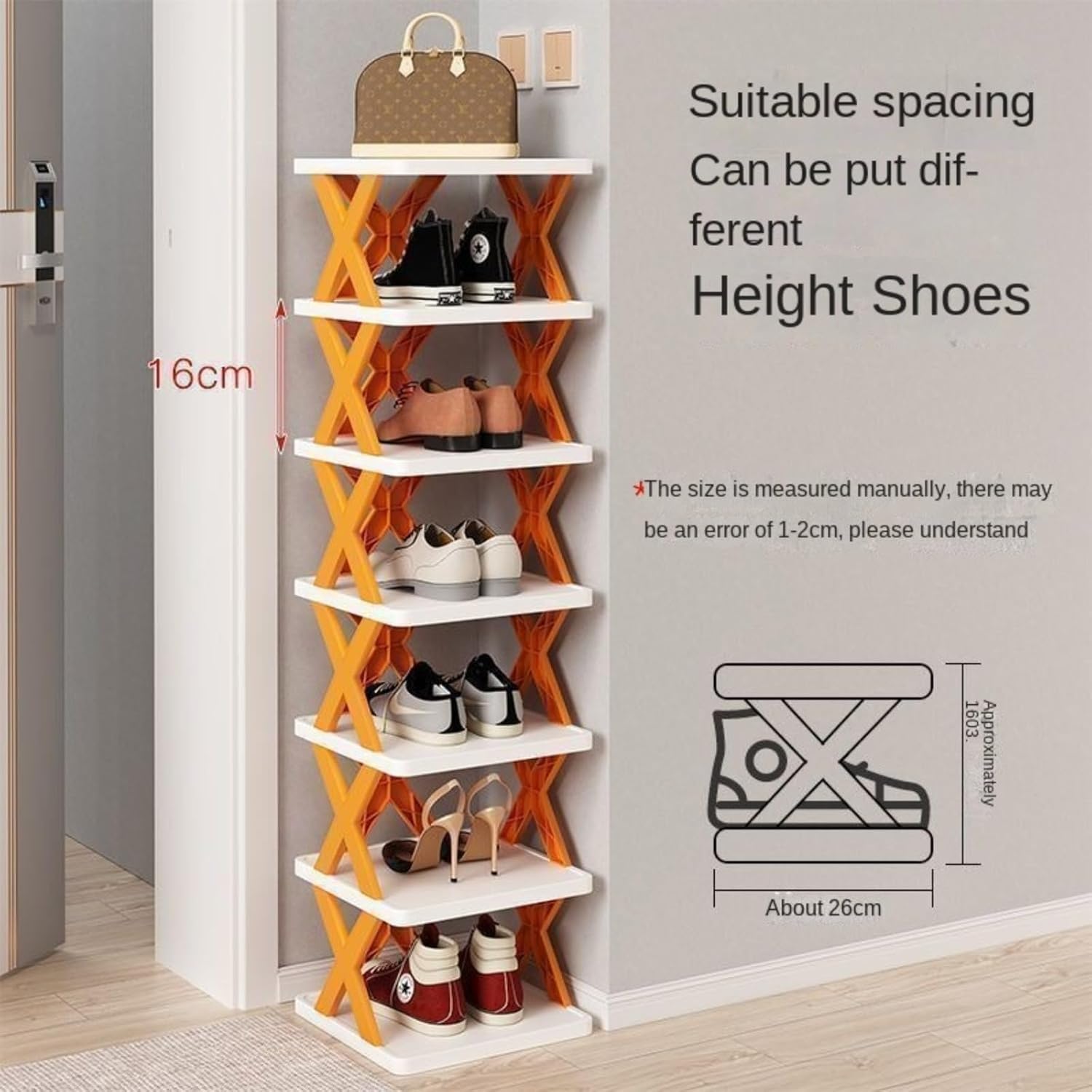 5-Layer Plastic Shoe Rack Storage Cabinet, Doorstep Storage and Sorting Rack, Multi-Layer Stacking Saves Space, Suitable for Shoe Storage in Home Lobbies