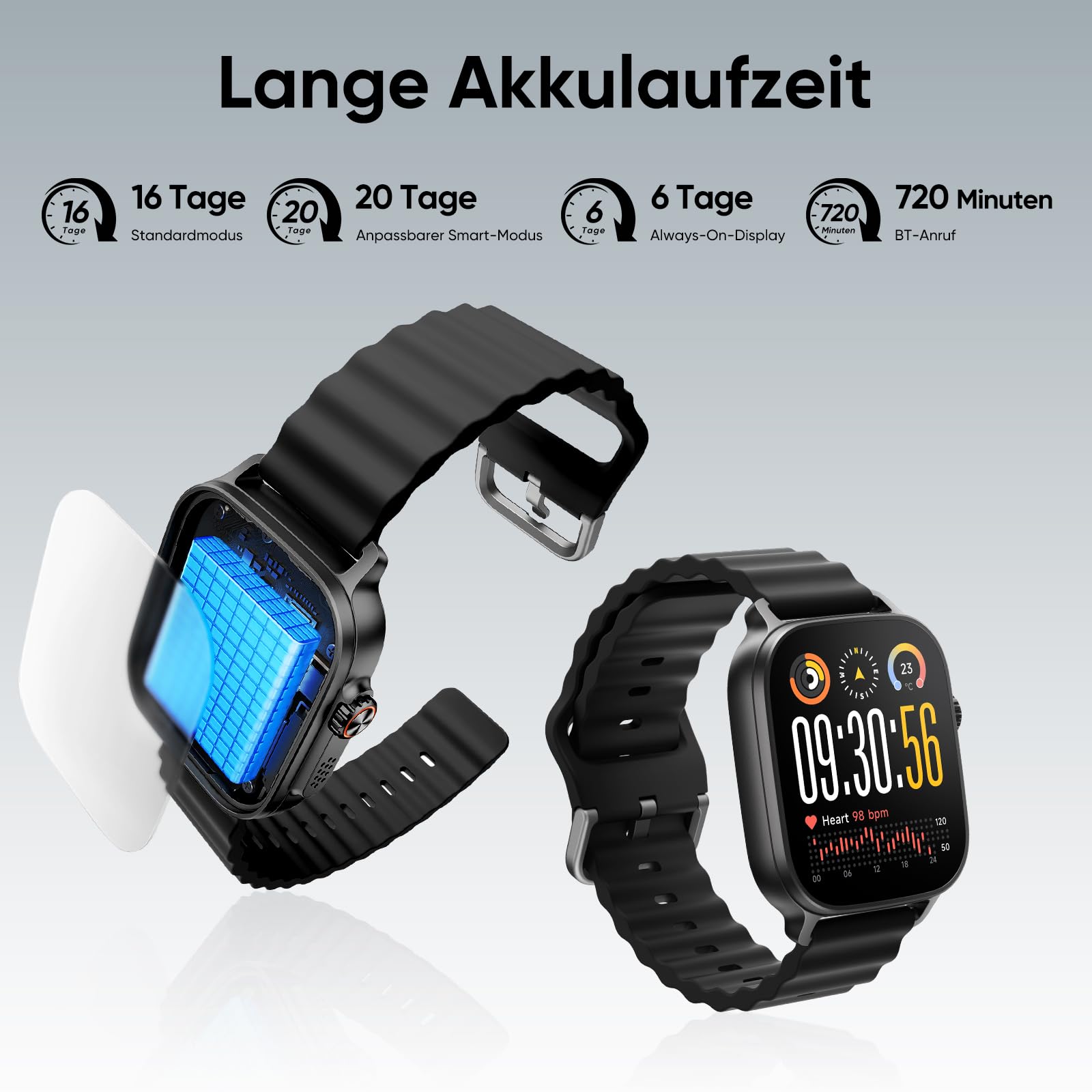 realme Watch 5 Smartwatch, 1,97 Zoll AMOLED Touchscreen, Independent GPS, NFC-Zugang, Bluetooth Anrufe, 108 Sportmodi, Blutsauerstoff/Schlafüberwachung, IP68 Wasserdicht, 16 Tage Akkulaufzeit, Schwarz