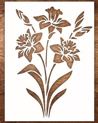 Plantilla de lirio grande de 12 x 15 pulgadas para pintar en madera, lienzo, papel, tela, paredes y muebles, plantilla de flores, reutilizable,