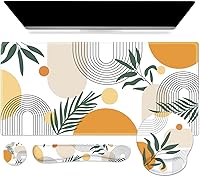 Vista 9 de iCasso - Alfombrilla de mouse, juego grande de alfombrillas de escritorio rosa, 4 en 1 XXL, alfombrilla de mouse + reposamuñecas para teclado +