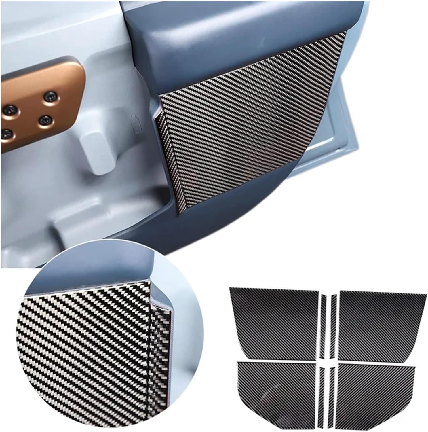 Car Inner Door Kick Decorative Panel Trim Stickers Compatible With Ford Maverick 2022 2023 Accessories - Soft Carbon Fiber