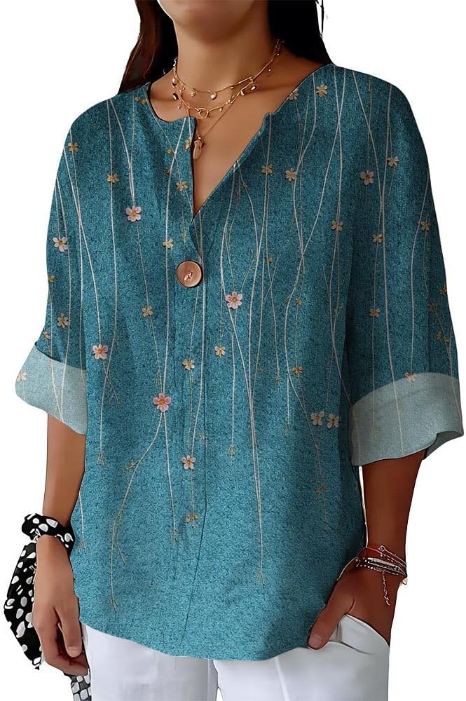 ZOCANIA Button Down Shirts for Women Retro Floral Print...