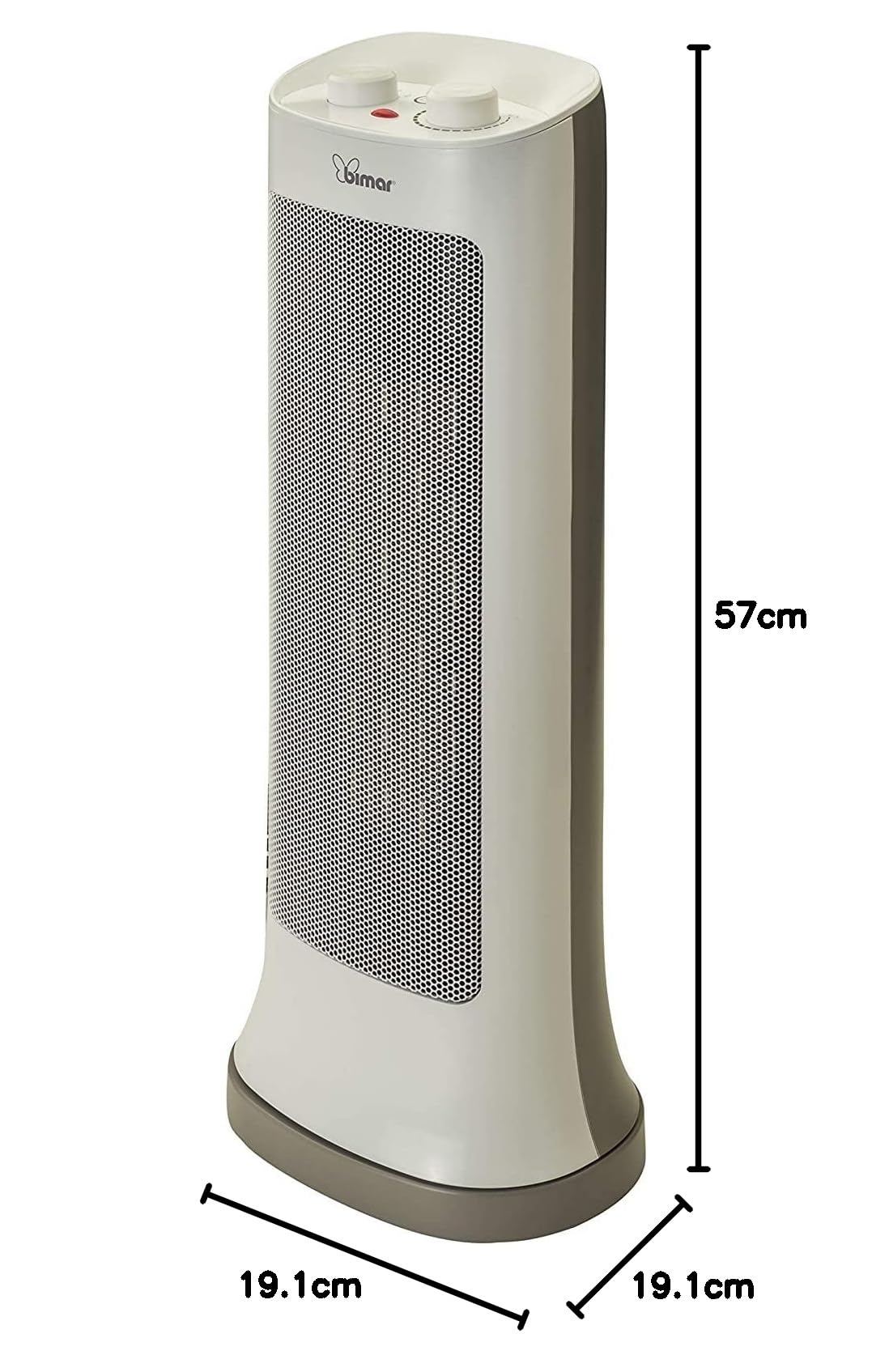 Bimar HP120 elektryczny termowentylator do pomieszczeń, biały, 2000 W, (elektryczny termowentylator wentylatorowy, ceramiczny, 12 h, IP20, do wewnątrz, na podłogę)