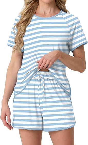 PrinStory Womens Pajama Set 2 Piece Lounge Sets Soft Pajamas Lightweight Pjs with Pockets